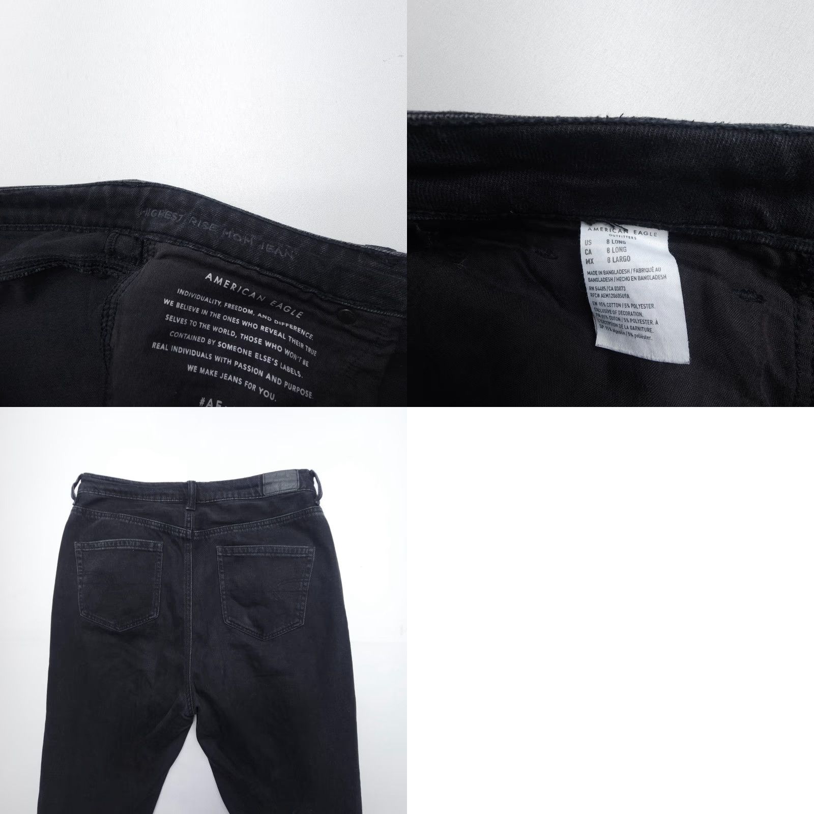 American Eagle Outfitters American Eagle Jeans Womens 8 Long Black Highest Rise Distressed Denim Size 30" / US 8 / IT 44 - 8 Thumbnail