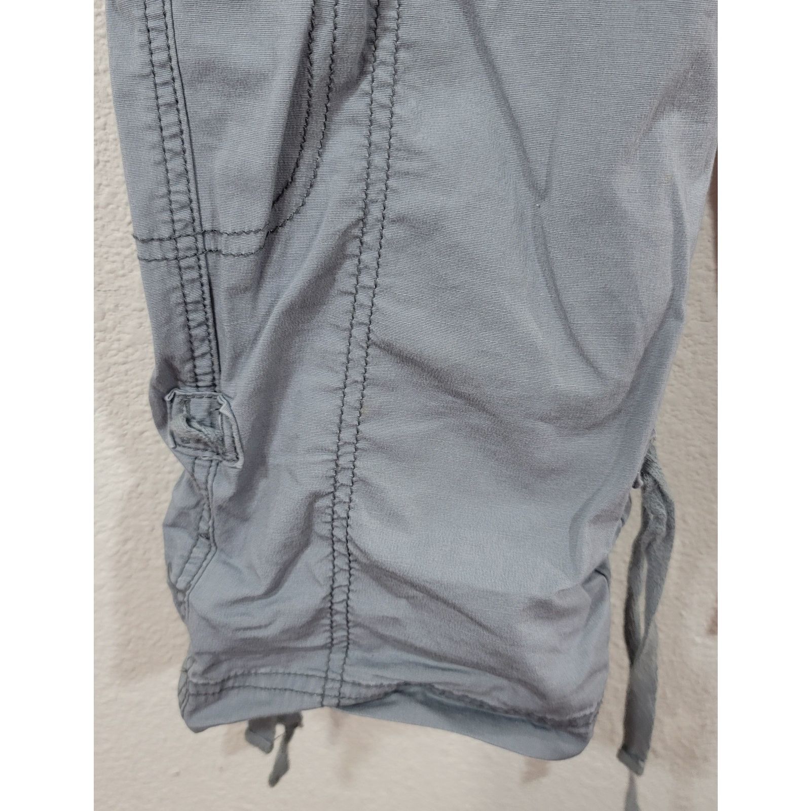 Decree Decree Gray Drawstring Waist Capri Pants 0 Roll Tab Tie Legs Size 25" / US 0 / IT 36 - 6 Thumbnail