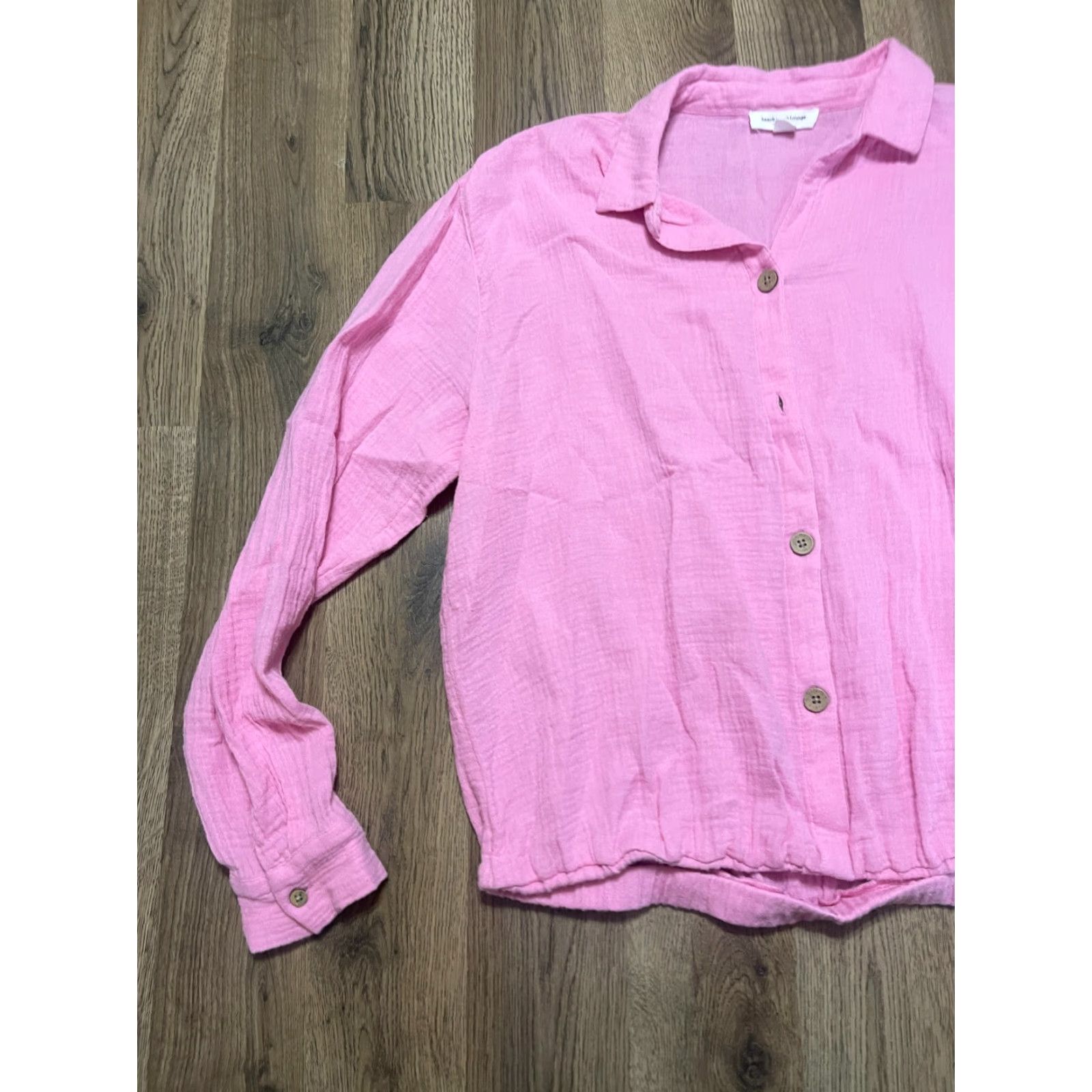 Vintage Beach Lunch Lounge Shirt Women's Small Pink Long Sleeve Button Up Size S / US 4 / IT 40 - 3 Thumbnail