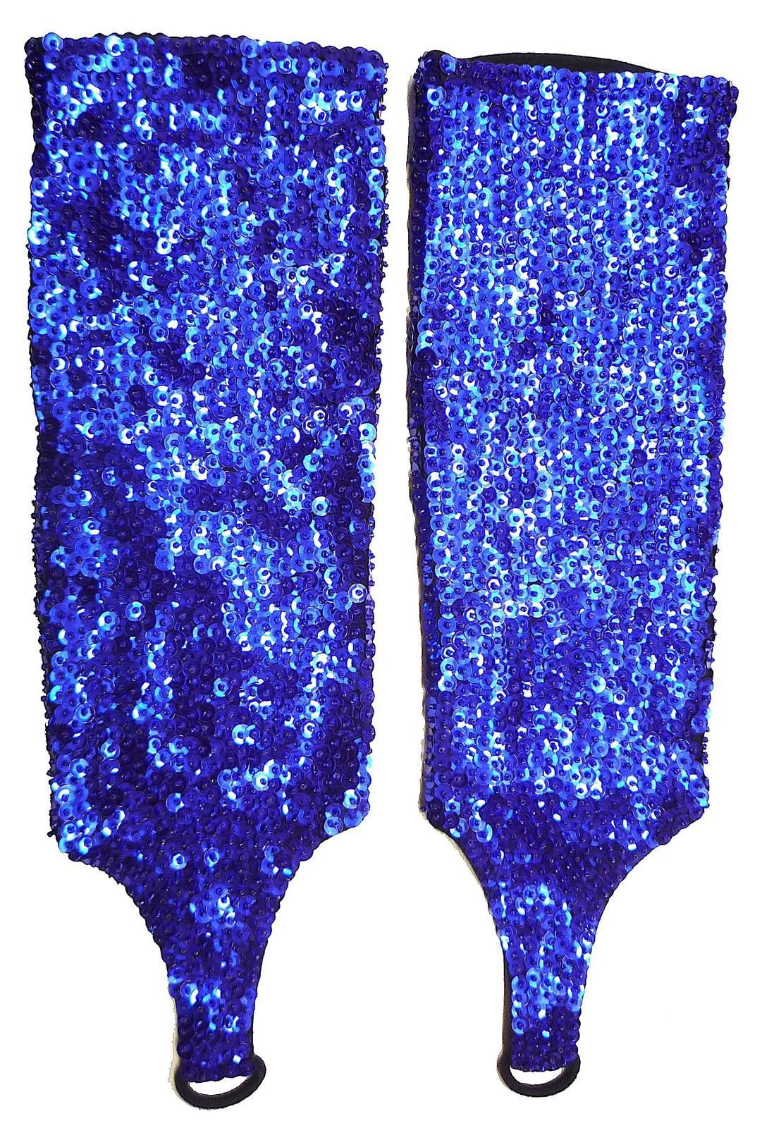 Designer Sequin Elbow Gloves Royal Blue Size ONE SIZE - 1 Preview