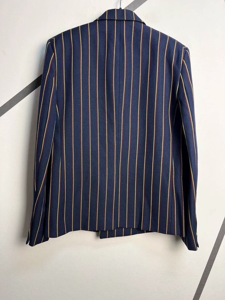 Saint Laurent Paris Saint Laurent Paris Dark blue, yellow-and-red striped, dou Size 48R - 2 Thumbnail
