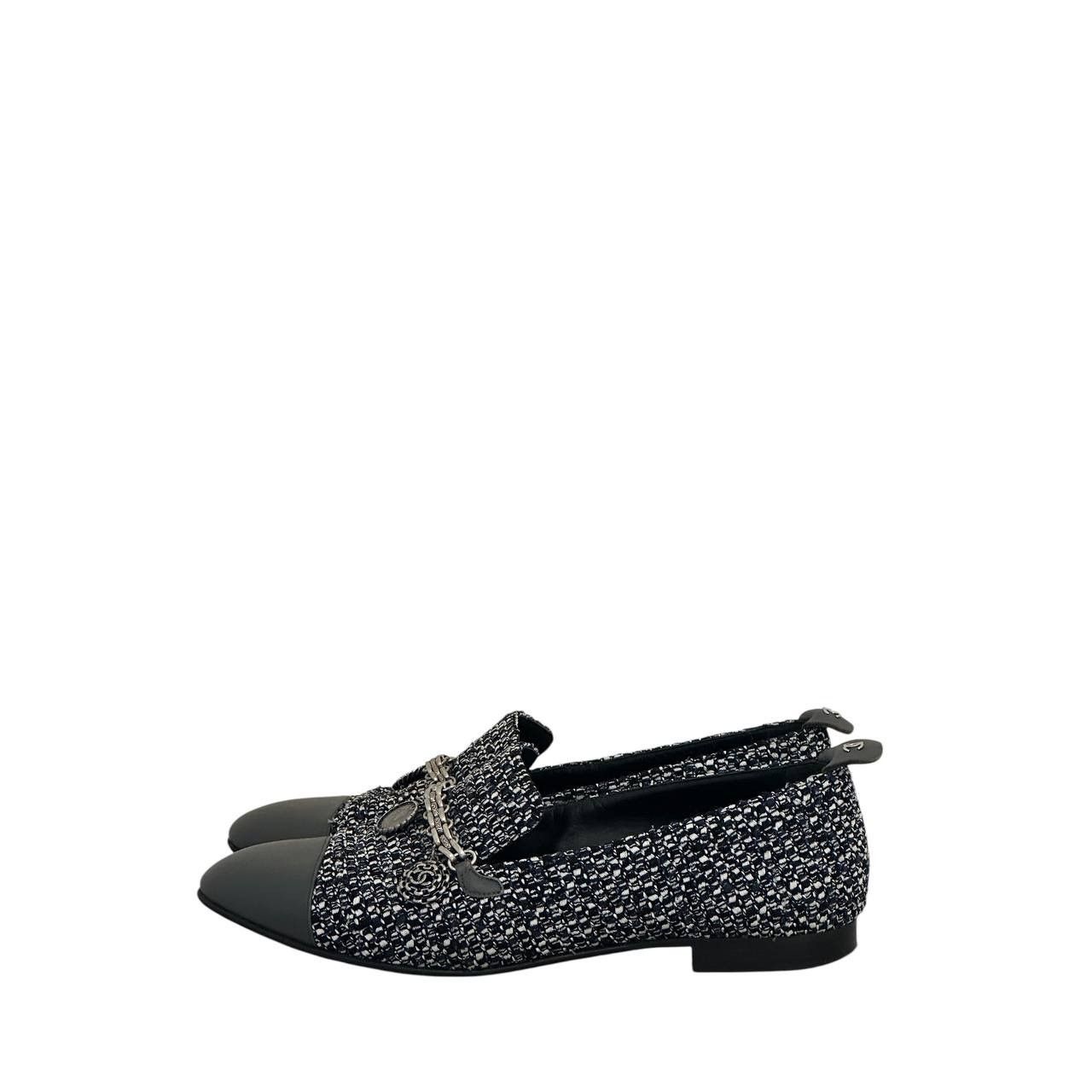Chanel Chanel Tweed Chain Cap-Toe Loafers Sz 37.5 Size US 6.5 / IT 36.5 - 2 Thumbnail