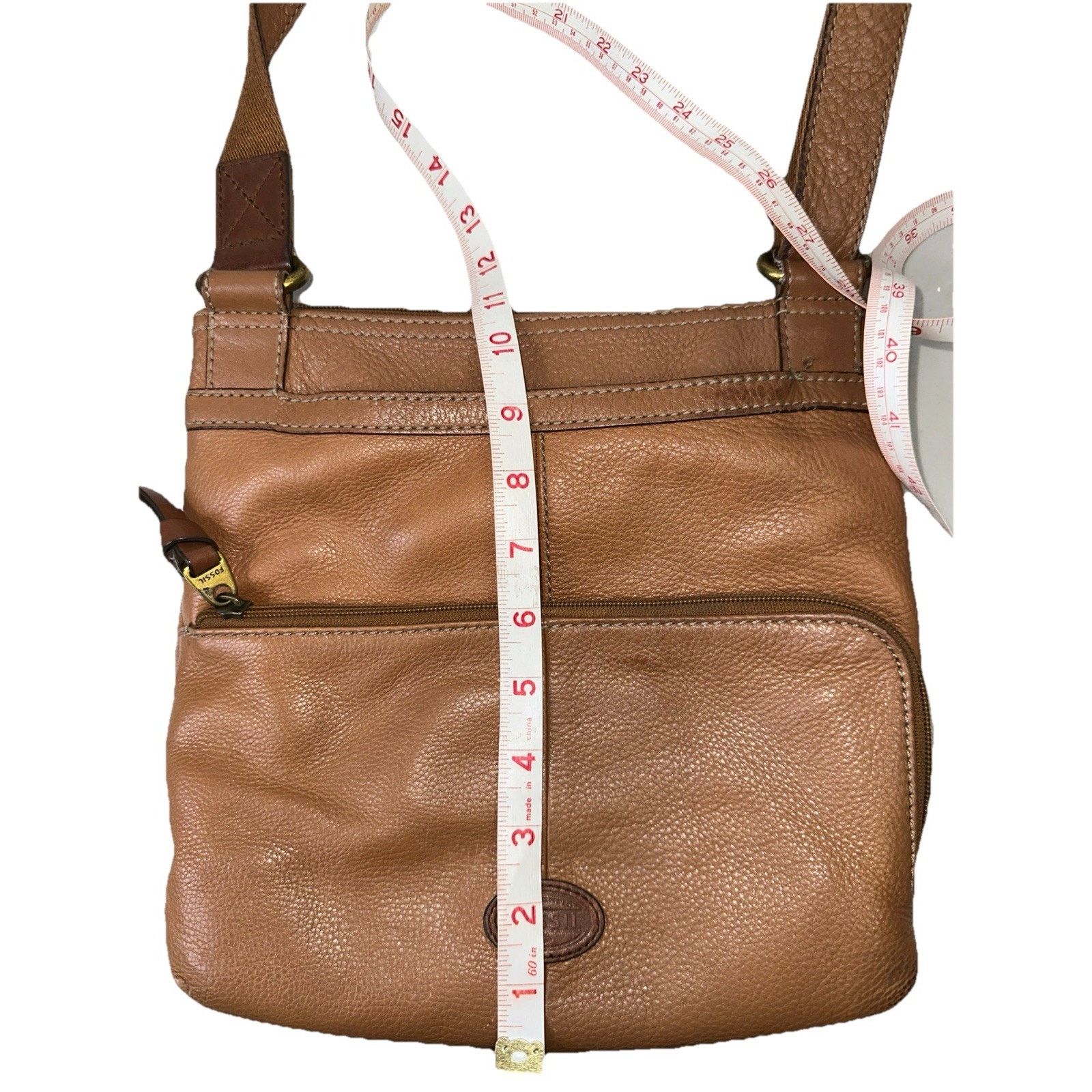 Fossil Fossil MorganTraveler Caramel PebbledLeather Bag Messenger Size ONE SIZE - 6 Thumbnail