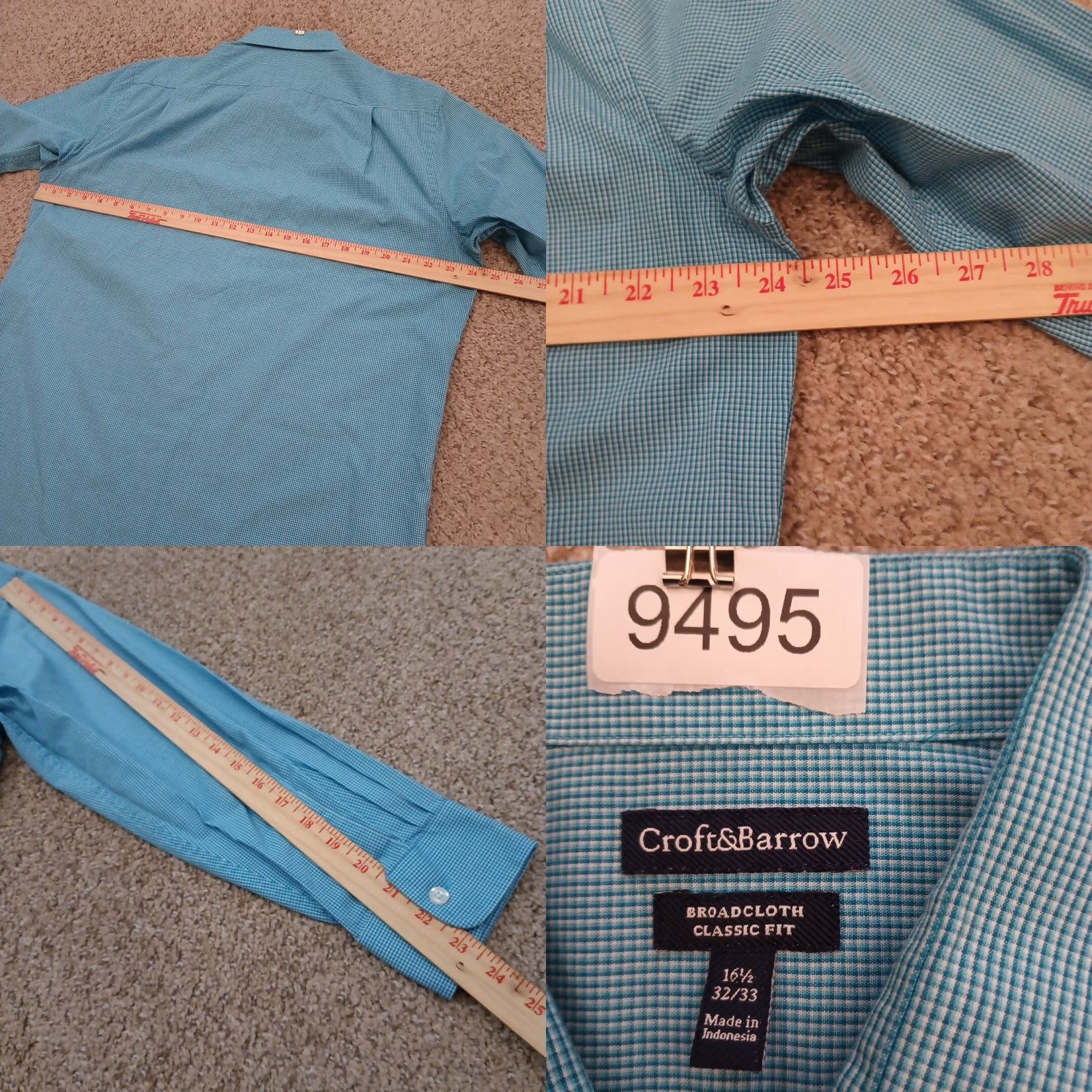 Croft & Barrow Croft & Barrow Shirt Mens 16.5 Blue Plaid Long Sleeve Button Up Cotton Blend Size US XL / EU 56 / 4 - 8 Thumbnail