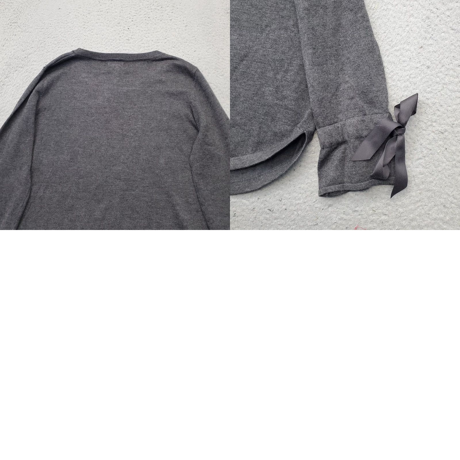 Vintage Max Studio Sweater Womens Size M Gray Knit Curved Hem Tie Bell Sleeve Pullover Size M / US 6-8 / IT 42-44 - 8 Thumbnail