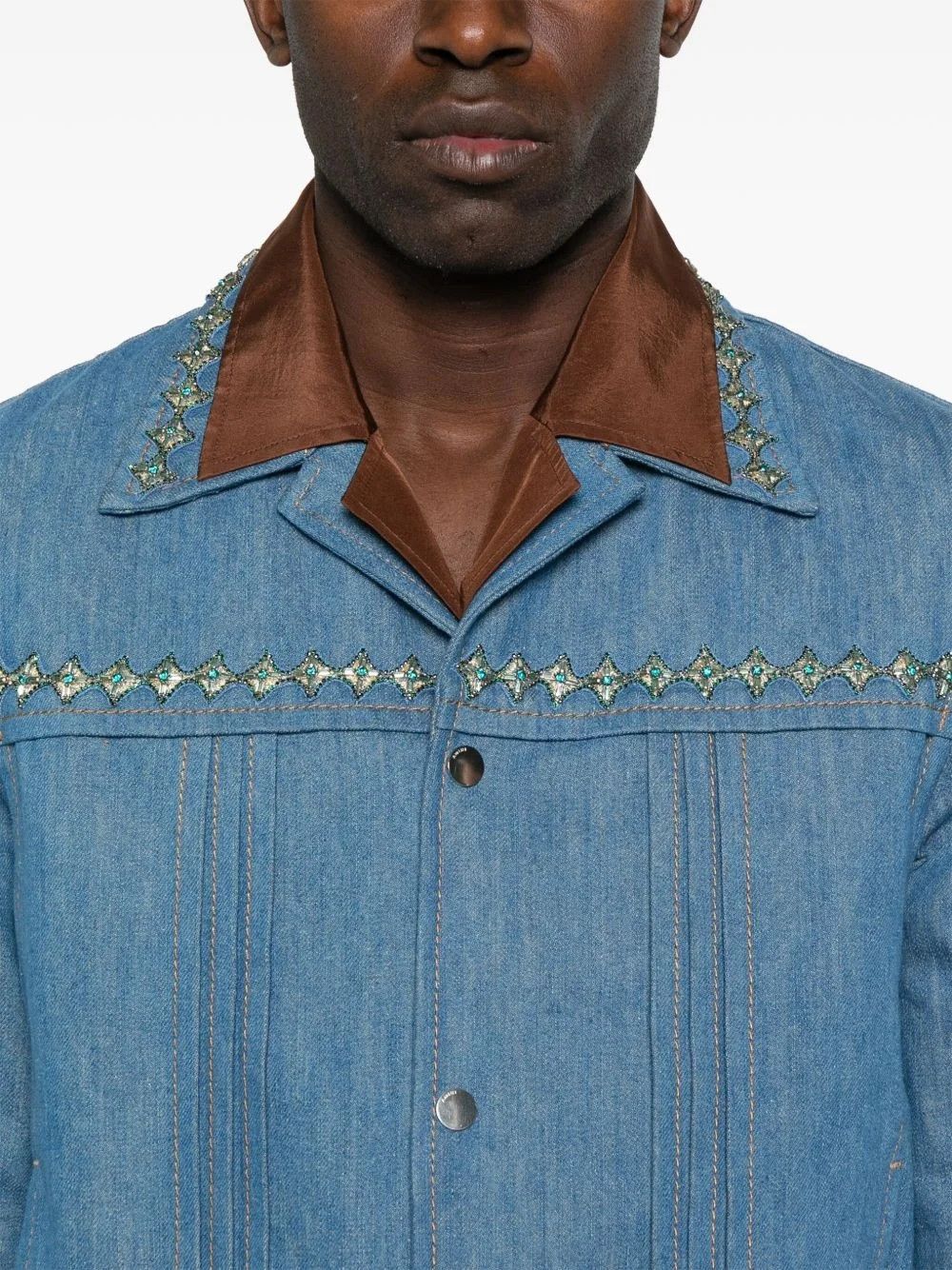Amiri oc11z0426 Crystal-Embellished Pleated Jacket in Blue Size US L / EU 52-54 / 3 - 5 Thumbnail