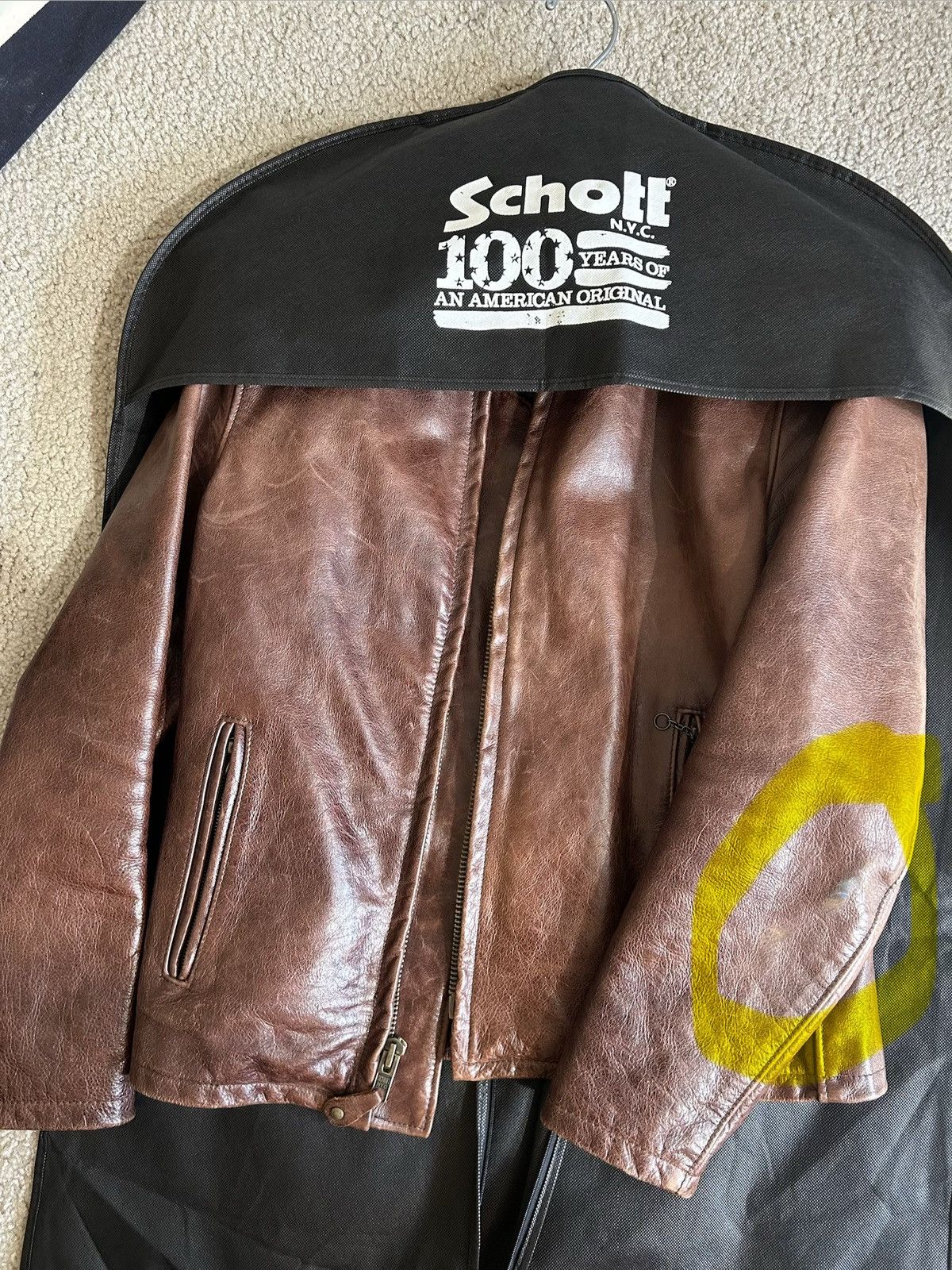 Schott Schott Brown 654 Cafe Leather Jacket (M) Size US M / EU 48-50 / 2 - 8 Thumbnail