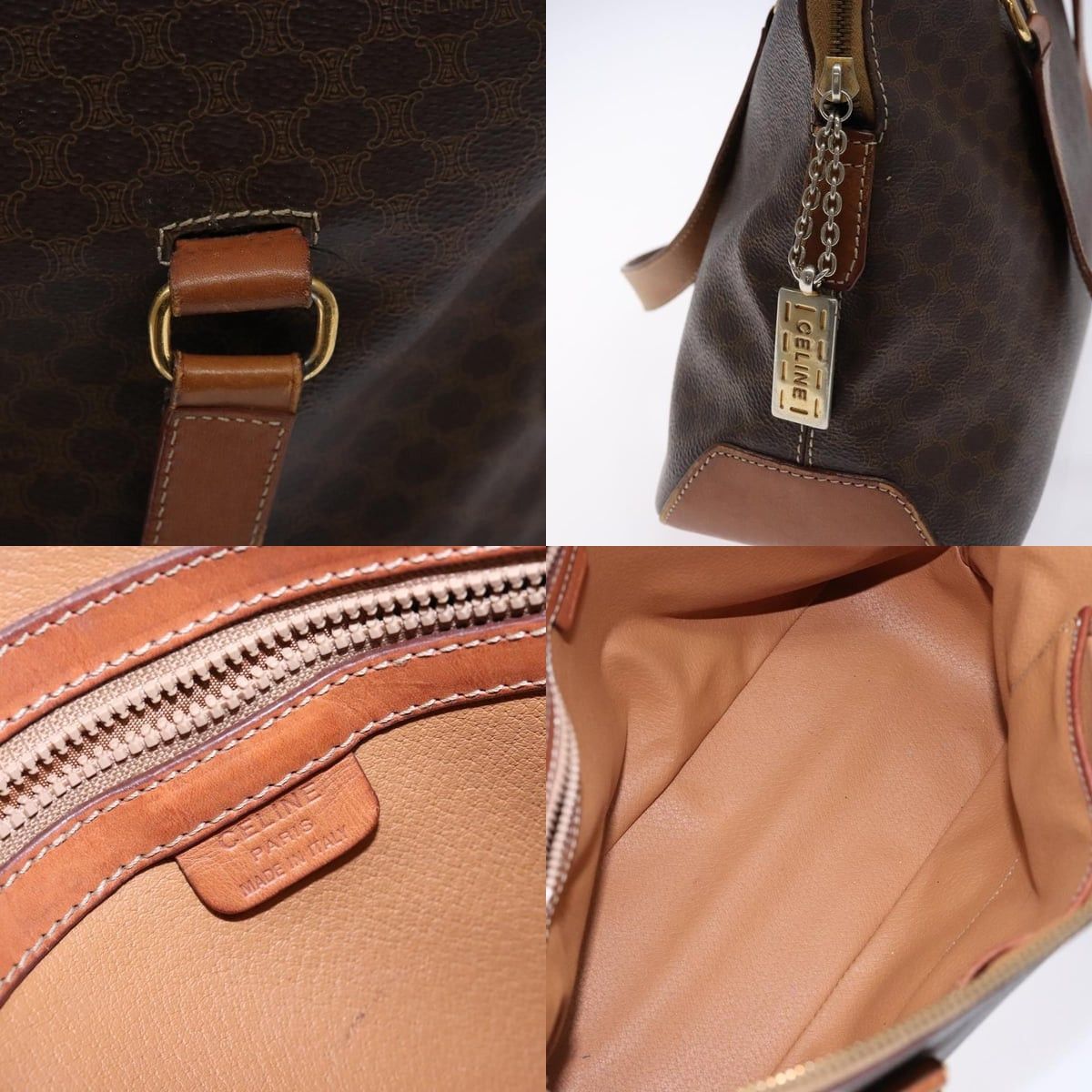 Celine CELINE Macadam Canvas Hand Bag Pvc Leather Brown Gold Size ONE SIZE - 11 Thumbnail