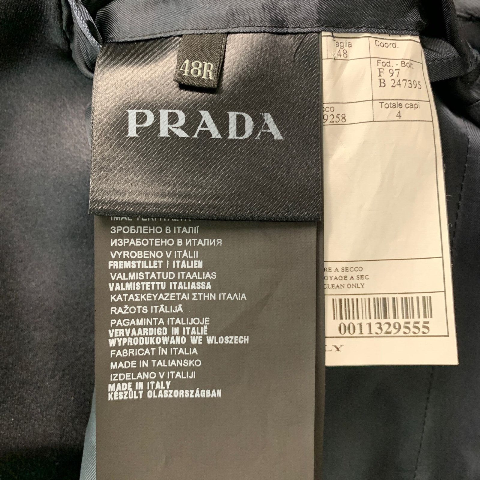 Prada Regular Navy Solid Wool Mohair Notch Lapel Sport Coat Size 38R - 5 Thumbnail