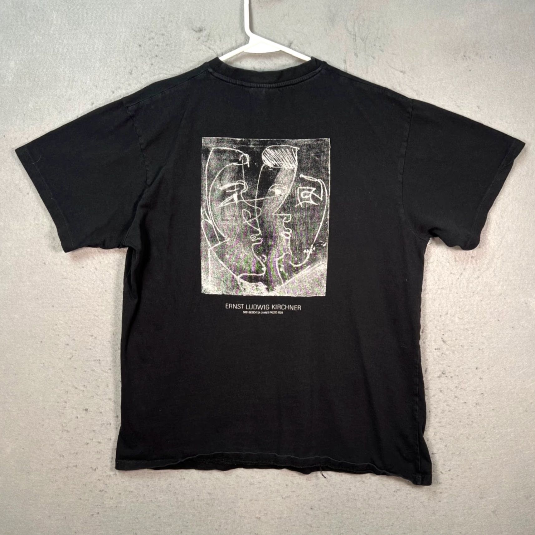 Vintage VINTAGE Reclaimed Vintage Mens T-Shirt Black Crew Neck Short Sleeve Large Graphic Ernst Ludwig Kirchner Design Shirt Mens XS? Size US L / EU 52-54 / 3 - 2 Thumbnail