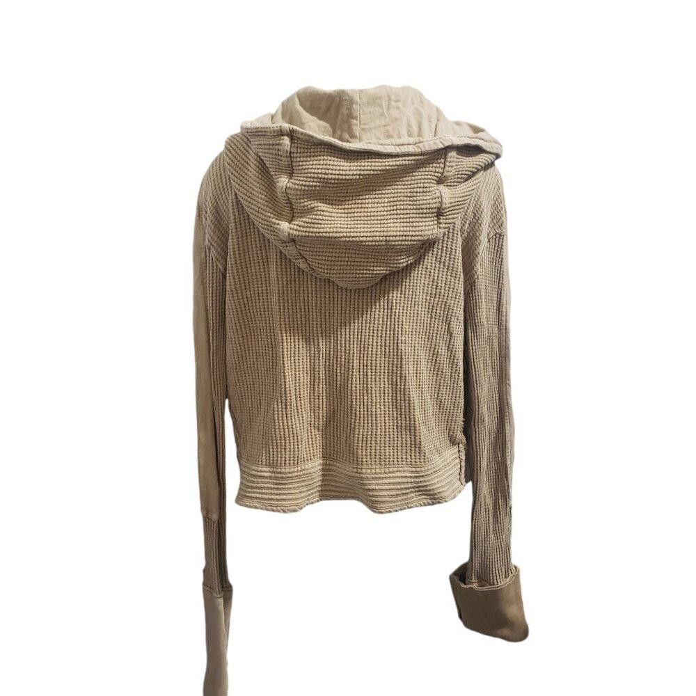 Free People CT1931 Free People Tan Zip Front Hoodie Size M / US 6-8 / IT 42-44 - 6 Thumbnail