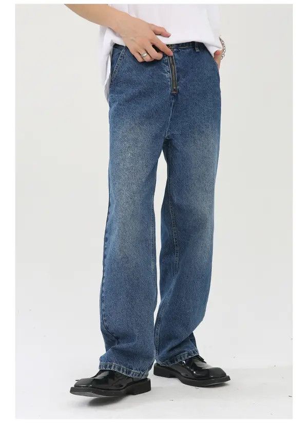 Japanese Brand Masaki x Kanon Blue straight zipper casual jeans Size US 32 / EU 48 - 2 Thumbnail