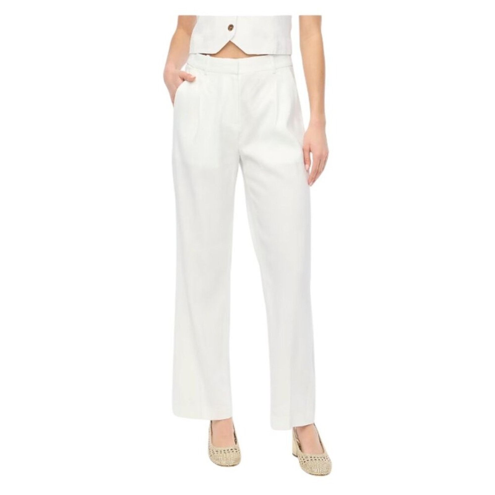 J. Crew White Linen Blend Wide Leg Trouser 12 NWT $118 MSRP