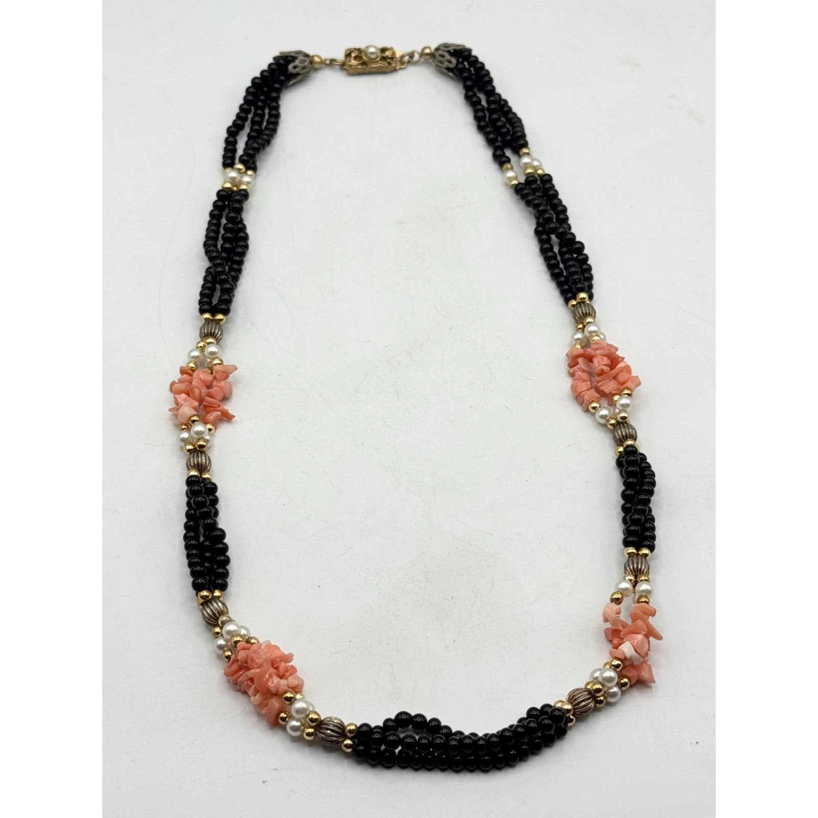 Other Vintage coral pearl onyx beaded multi strand necklace Size ONE SIZE - 3 Thumbnail