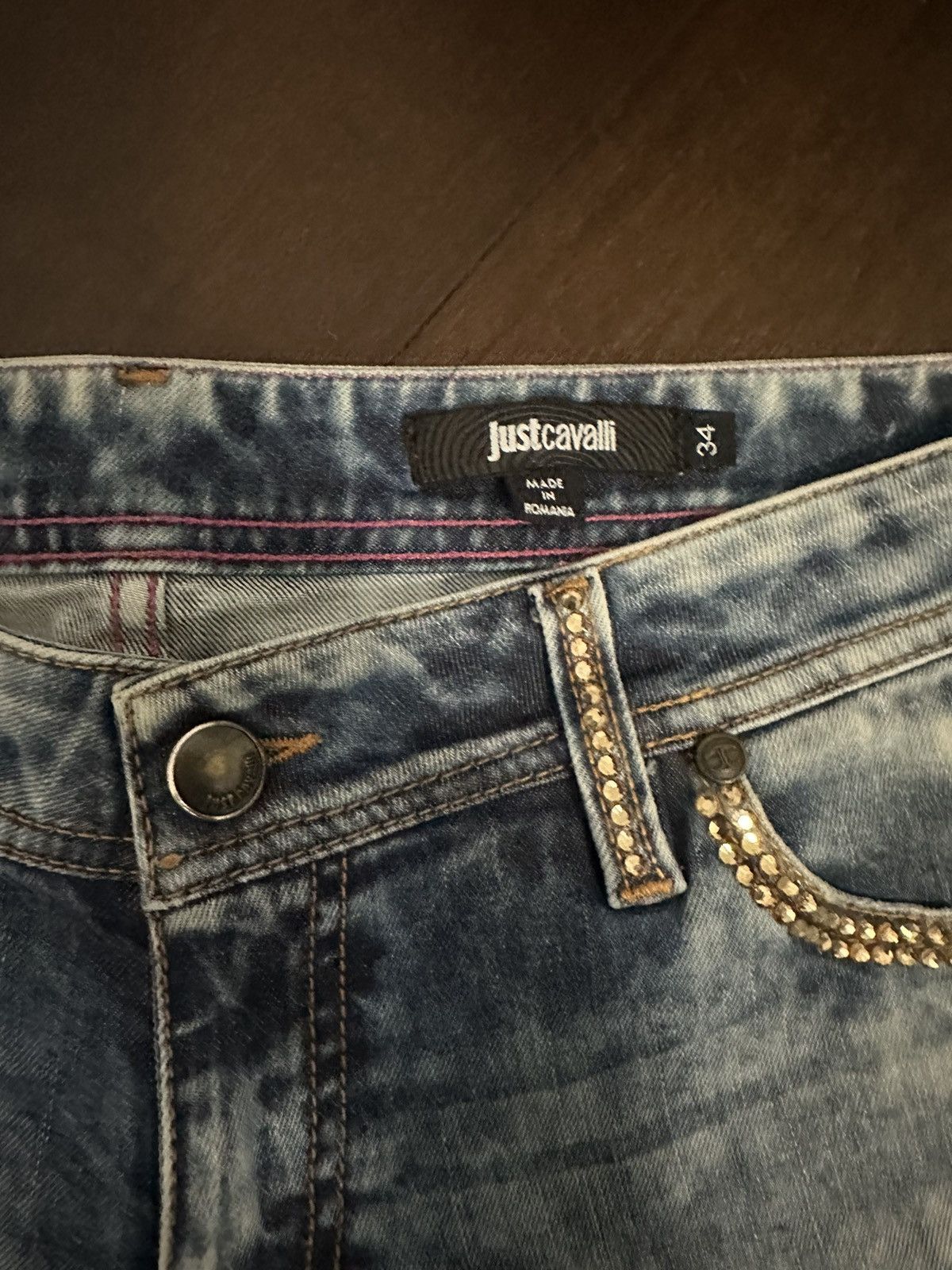 Just Cavalli Just Cavalli Women's Studded Embellished Blue Denim Jeans Size 24" / US 00 / IT 34 - 6 Thumbnail