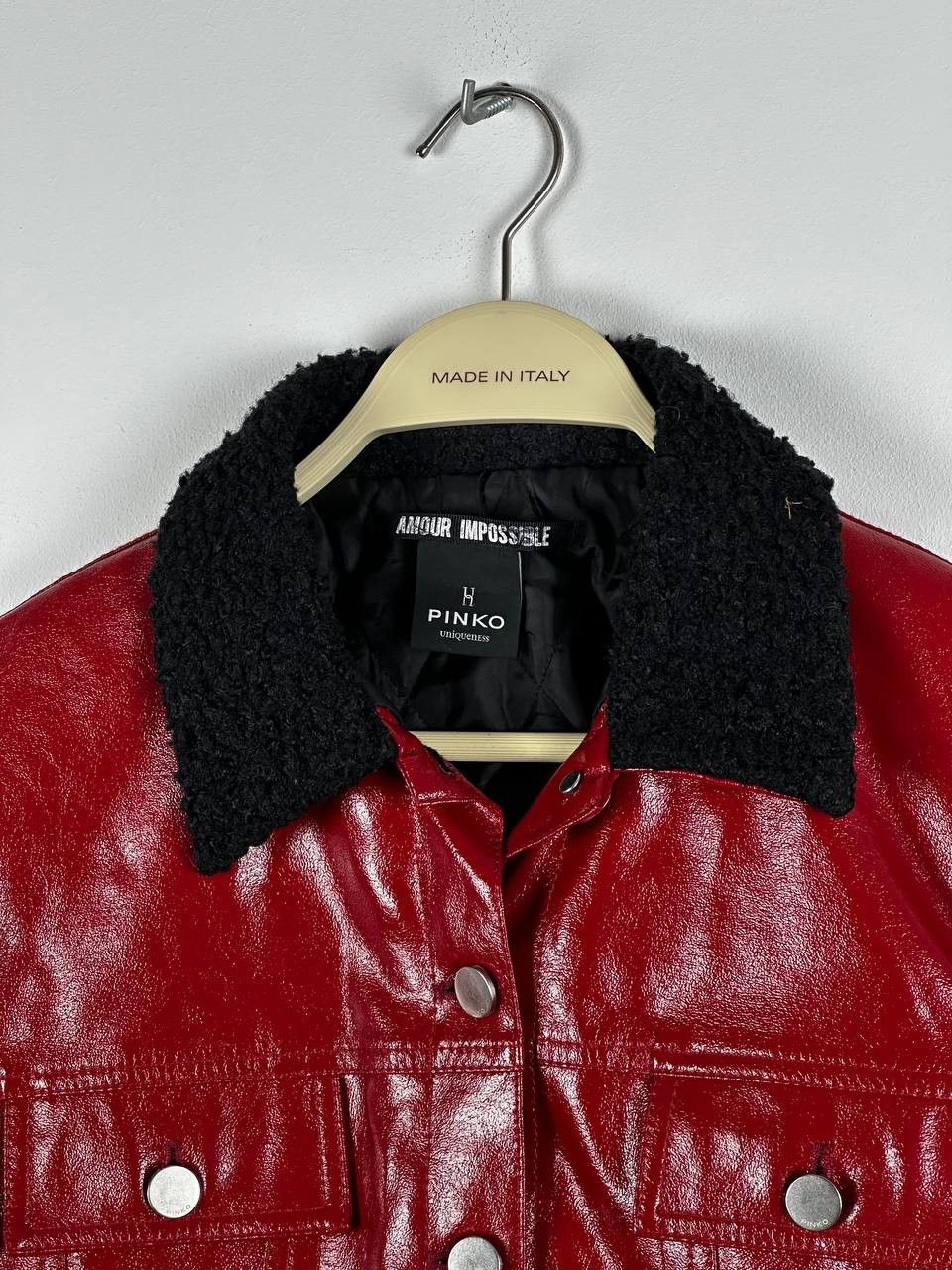 Pinko Pinko Red Shine Fur Trim Cropped Jacket Made In Italy Size S / US 4 / IT 40 - 6 Thumbnail