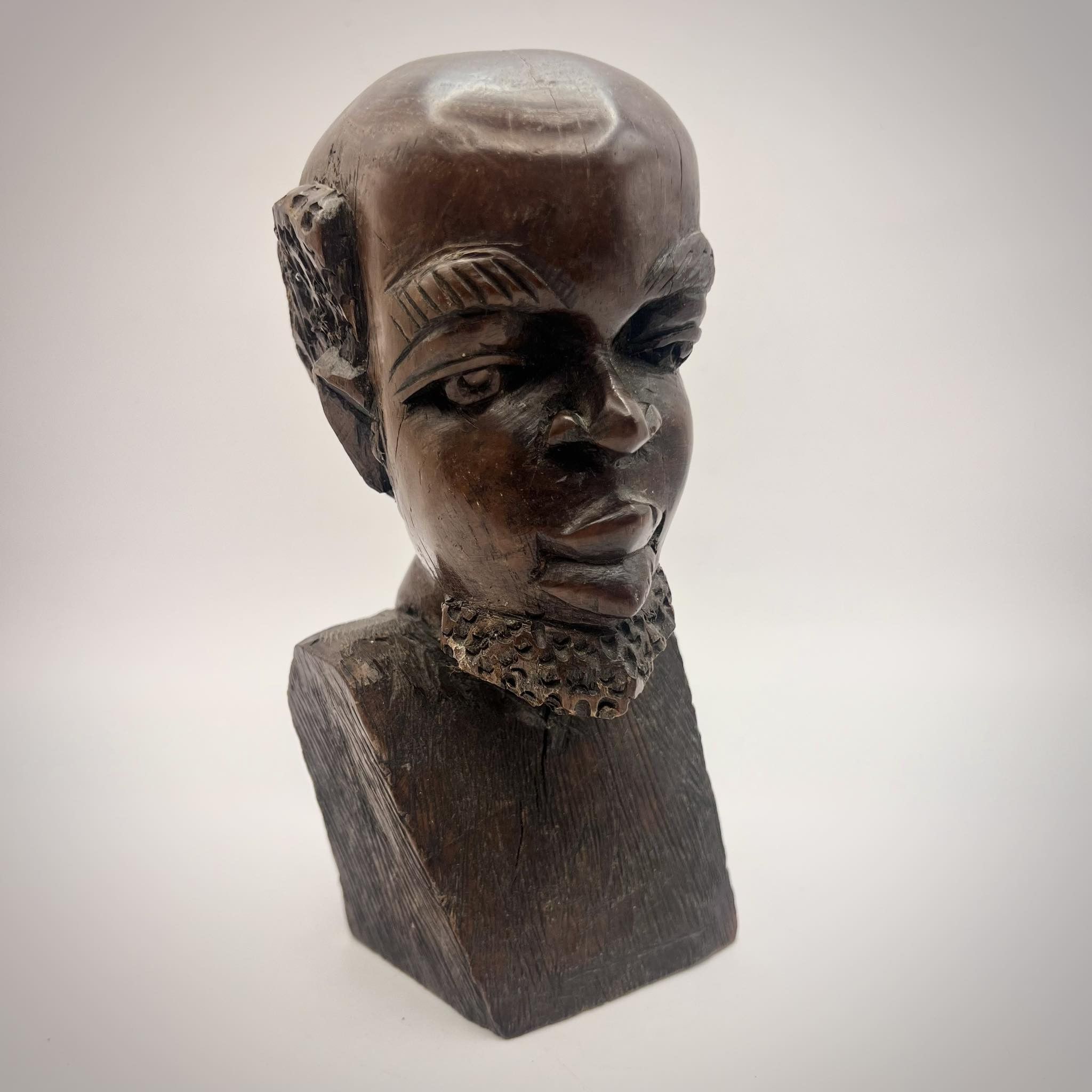 Handmade Vintage Tribal African Man Bust Figure Wood Ebanos Size ONE SIZE - 1 Thumbnail