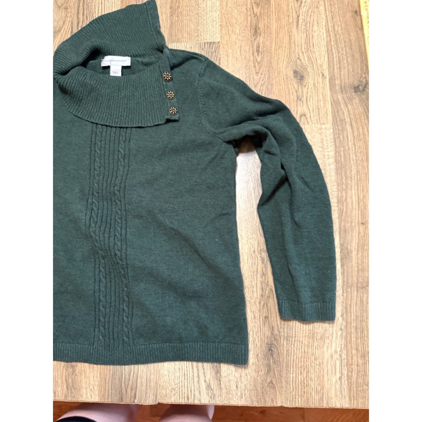 Vintage Christopher & Banks Sweater Women's Medium Green Turtleneck Pullover Knit Cotton Casual Fall Winter Pullover Womens M Green Sweater Size M / US 6-8 / IT 42-44 - 4 Thumbnail
