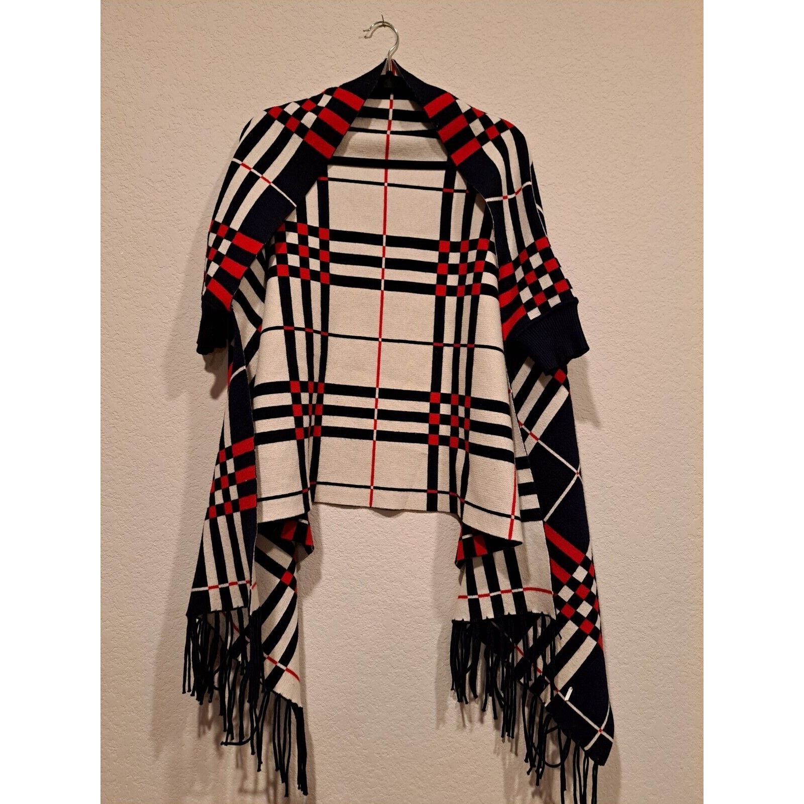 Other Cherie Bliss Shaw Scarf Shrug sweater plaid fringe one size Size ONE SIZE - 1 Thumbnail