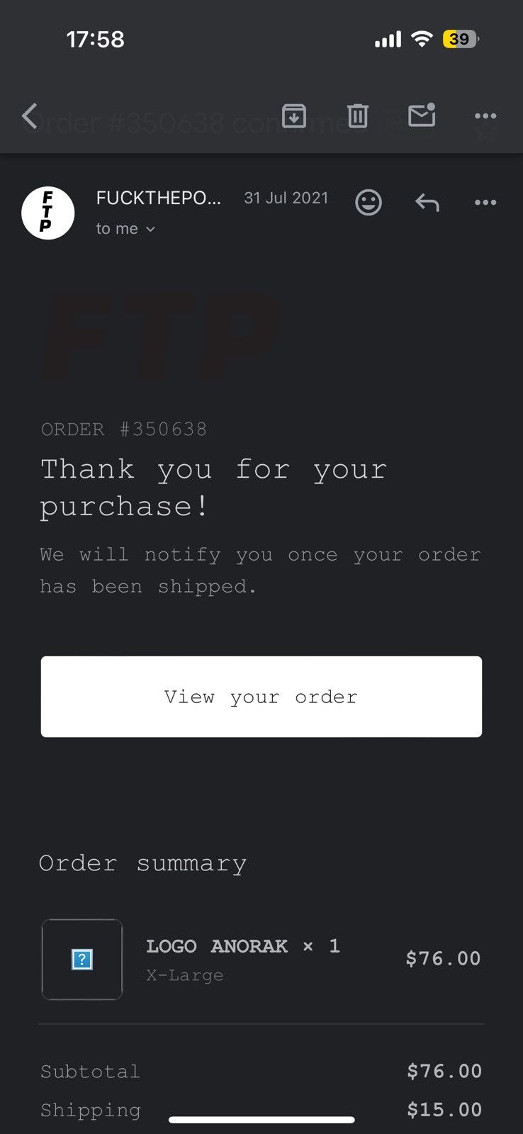 Fuck The Population FTP Logo Anorak Size US XL / EU 56 / 4 - 2 Thumbnail