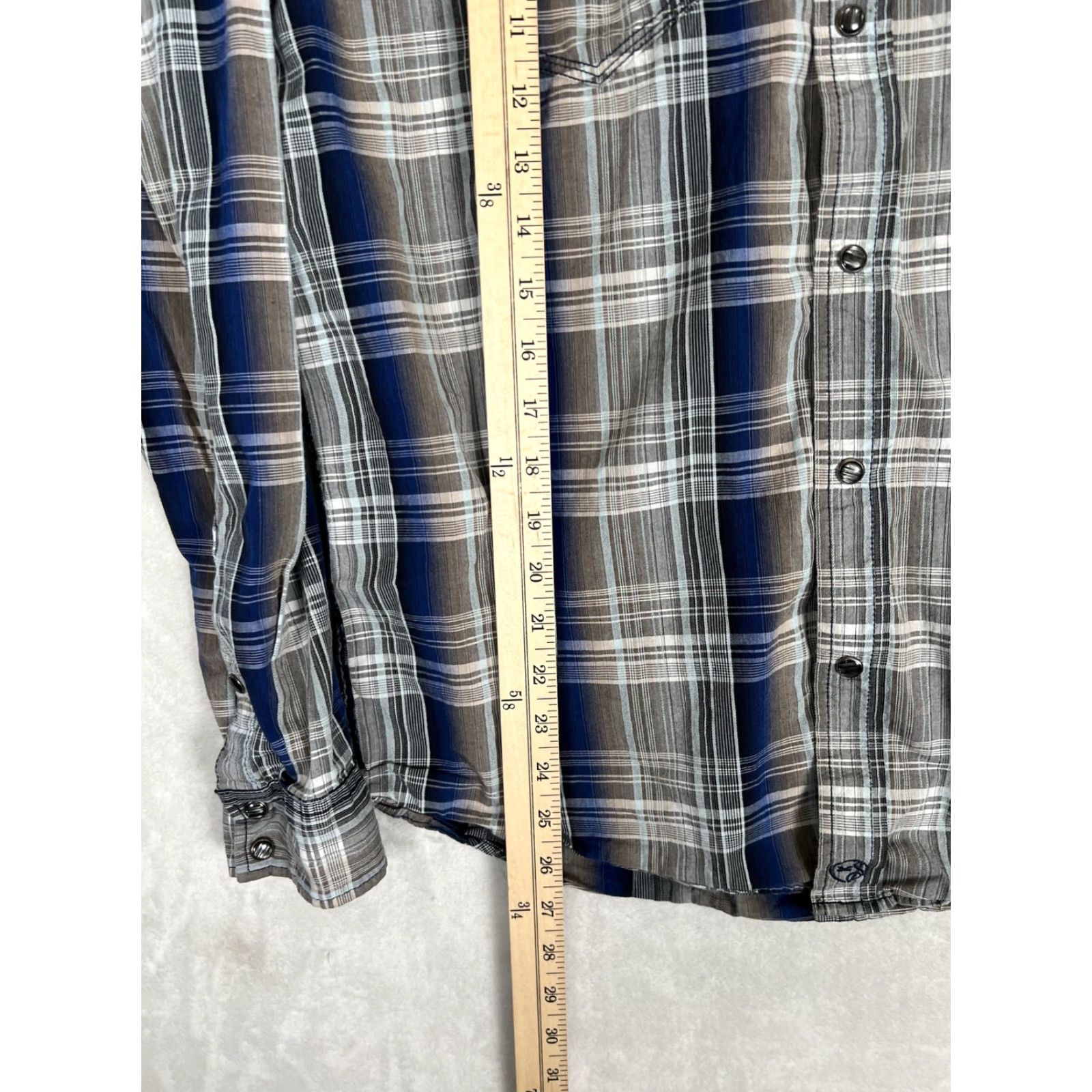 Vintage Moonshine Spirit Shirt Mens Medium Blue Plaid Western Snap Front Regular Fit Size US M / EU 48-50 / 2 - 4 Thumbnail