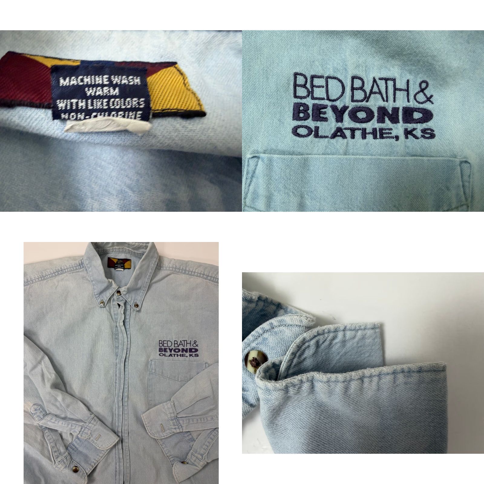 Denime VINTAGE Camp Creek Denim Shirt Men L Blue Cotton Button-Up 90s Y2K Embroidered Pockets Size US L / EU 52-54 / 3 - 9 Thumbnail
