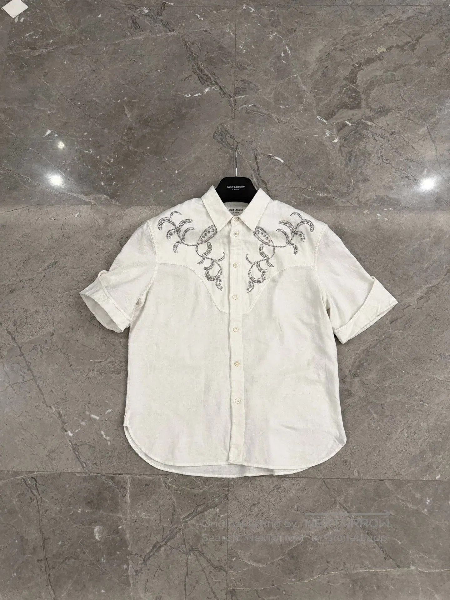 Saint Laurent Paris Saint Laurent White Embroidered Short. Size US XXS / EU 40 - 1 Thumbnail