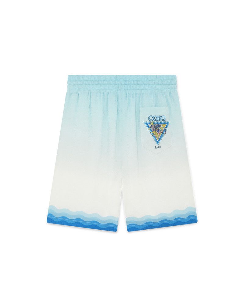 Casablanca o1mle0326 Drawstring Silk Shorts in Blue Size US 34 / EU 50 - 2 Thumbnail