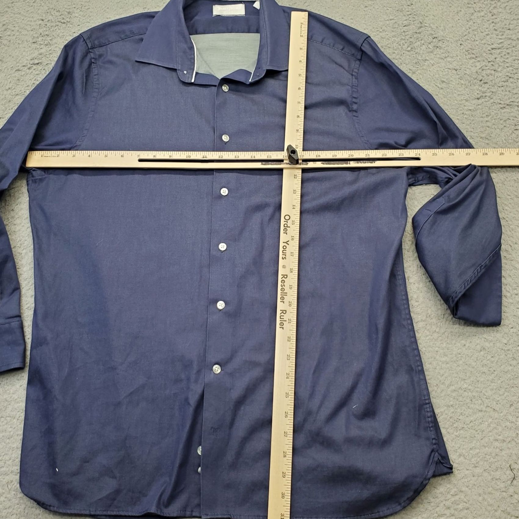 Vintage Hickey Freeman Dress Shirt Mens 17 Blue Stretch Classic Fit Collared Button Up Shirt Size 46R - 5 Thumbnail