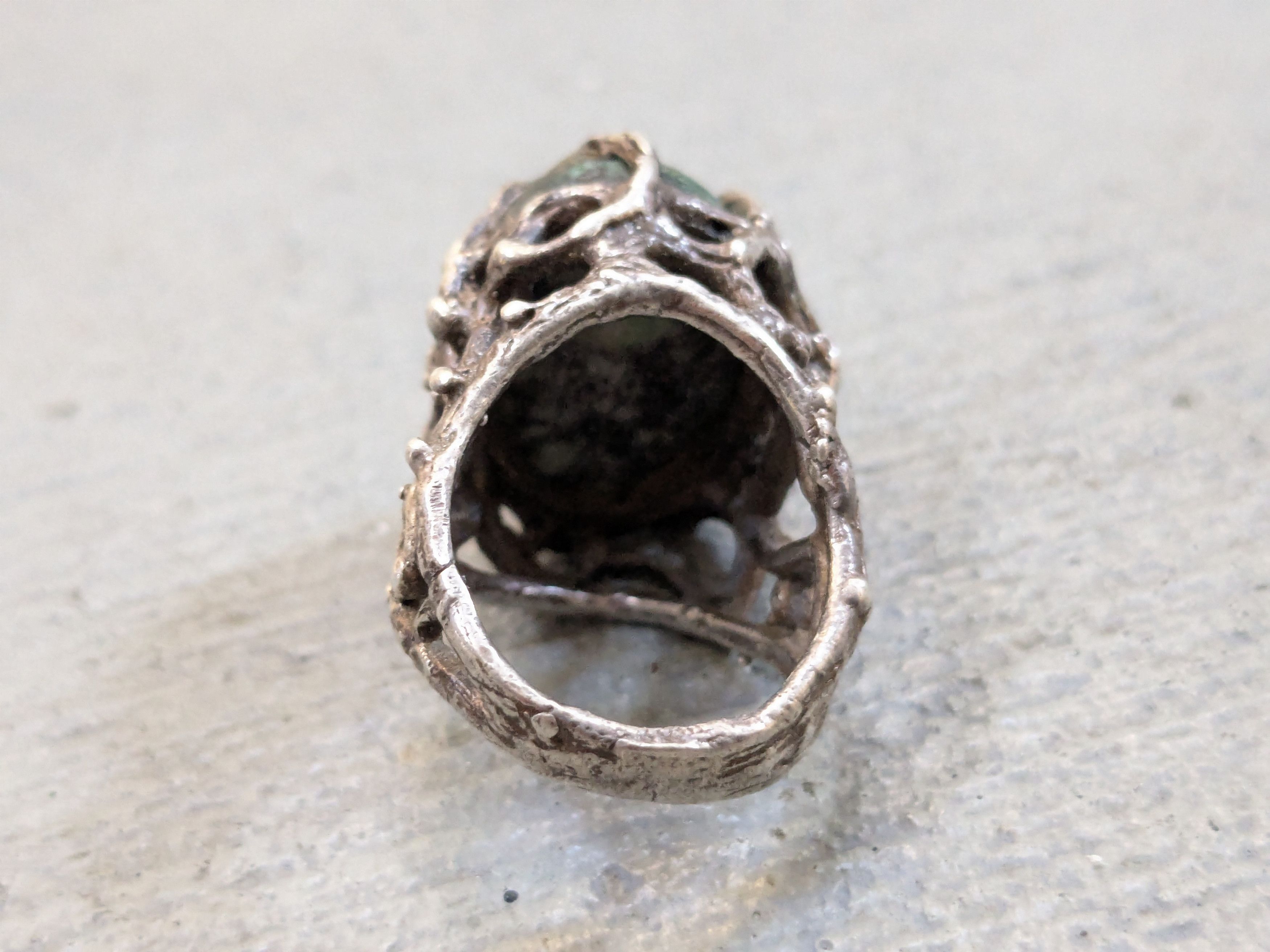 Other Vintage Sterling Silver Ring Chysocolla Brutalist Modern Size ONE SIZE - 11 Thumbnail