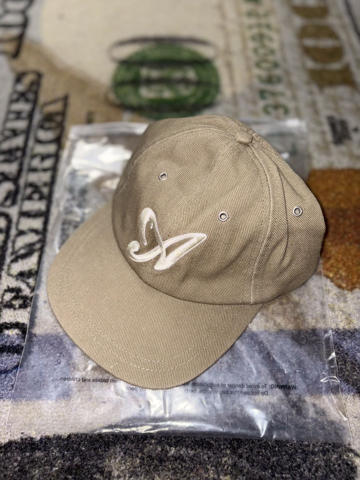 Aime Leon Dore Aime Leon Dore Washed ‘A’ Logo Hat Seagrass Size ONE SIZE - 1 Thumbnail