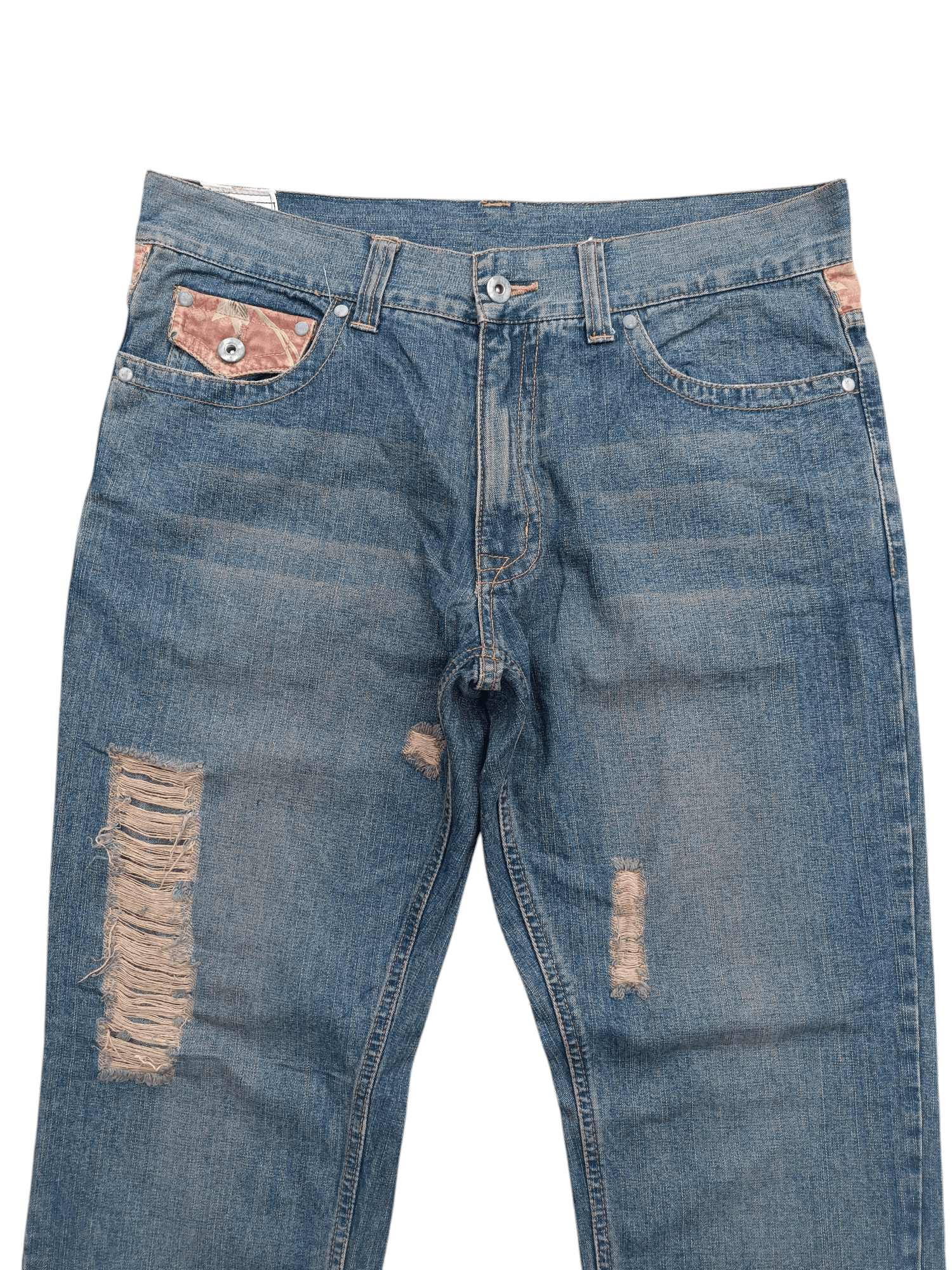 Japanese Brand FLARE JEANS JUNGLE STORM BLUE FADED DISTRESSED DENIM PANTS Size US 30 / EU 46 - 6 Thumbnail