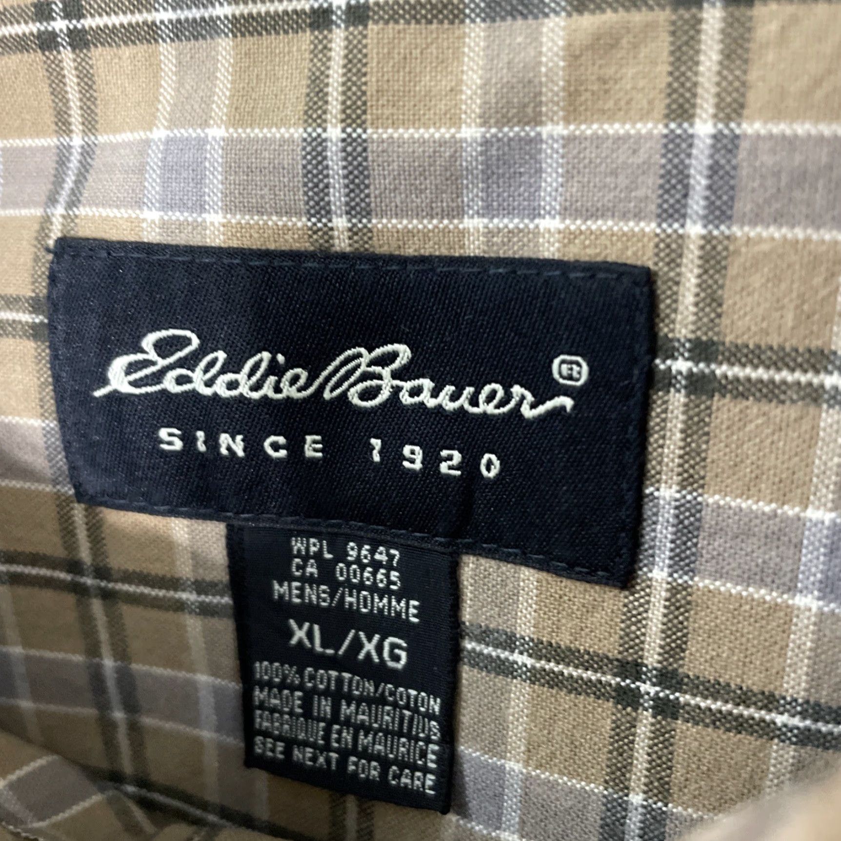 Eddie Bauer VINTAGE Eddie Bauer Button-Up Shirt Men XL Twill Canvas Pockets 90s Y2k Outdoor Tan Gold Brown Plaid Size US XL / EU 56 / 4 - 7 Thumbnail