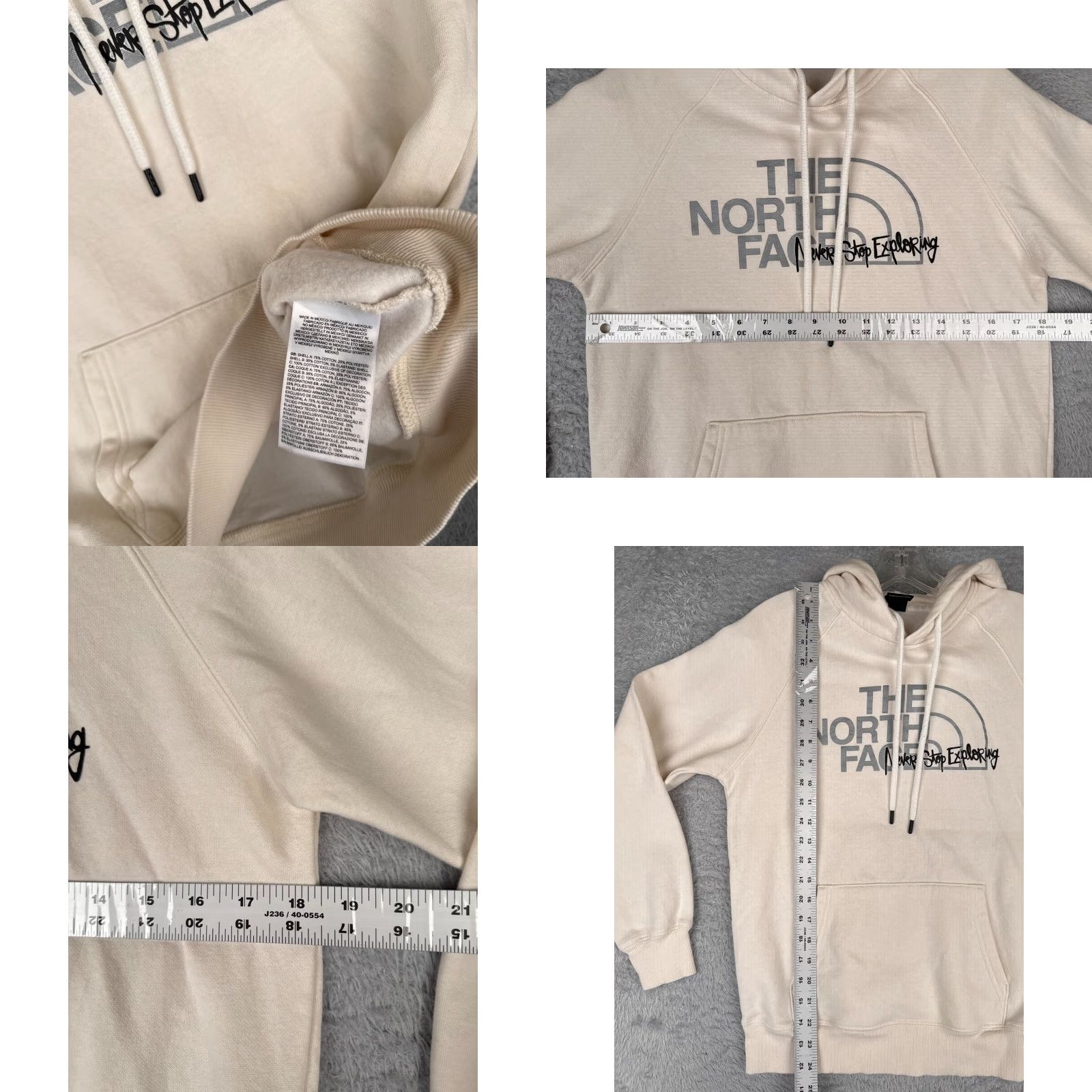 The North Face The North Face Hoodie Womens Small Beige Cotton Blend Jersey Pocket Size S / US 4 / IT 40 - 8 Thumbnail