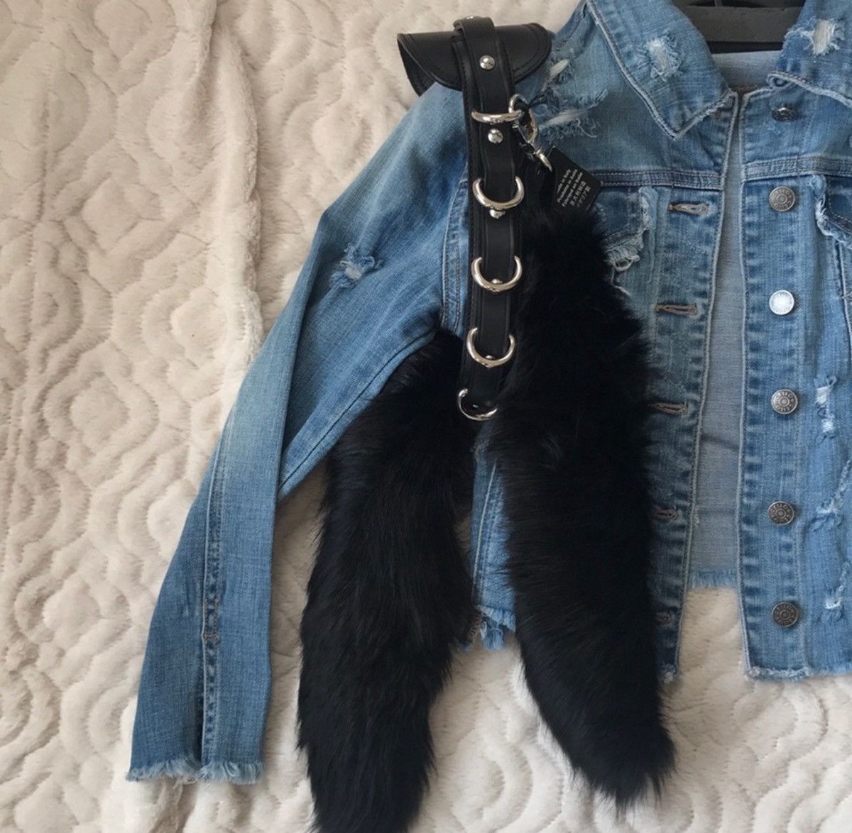 Dsquared2 Iconic Shoulder leather strap with fur tail Size ONE SIZE - 1 Thumbnail