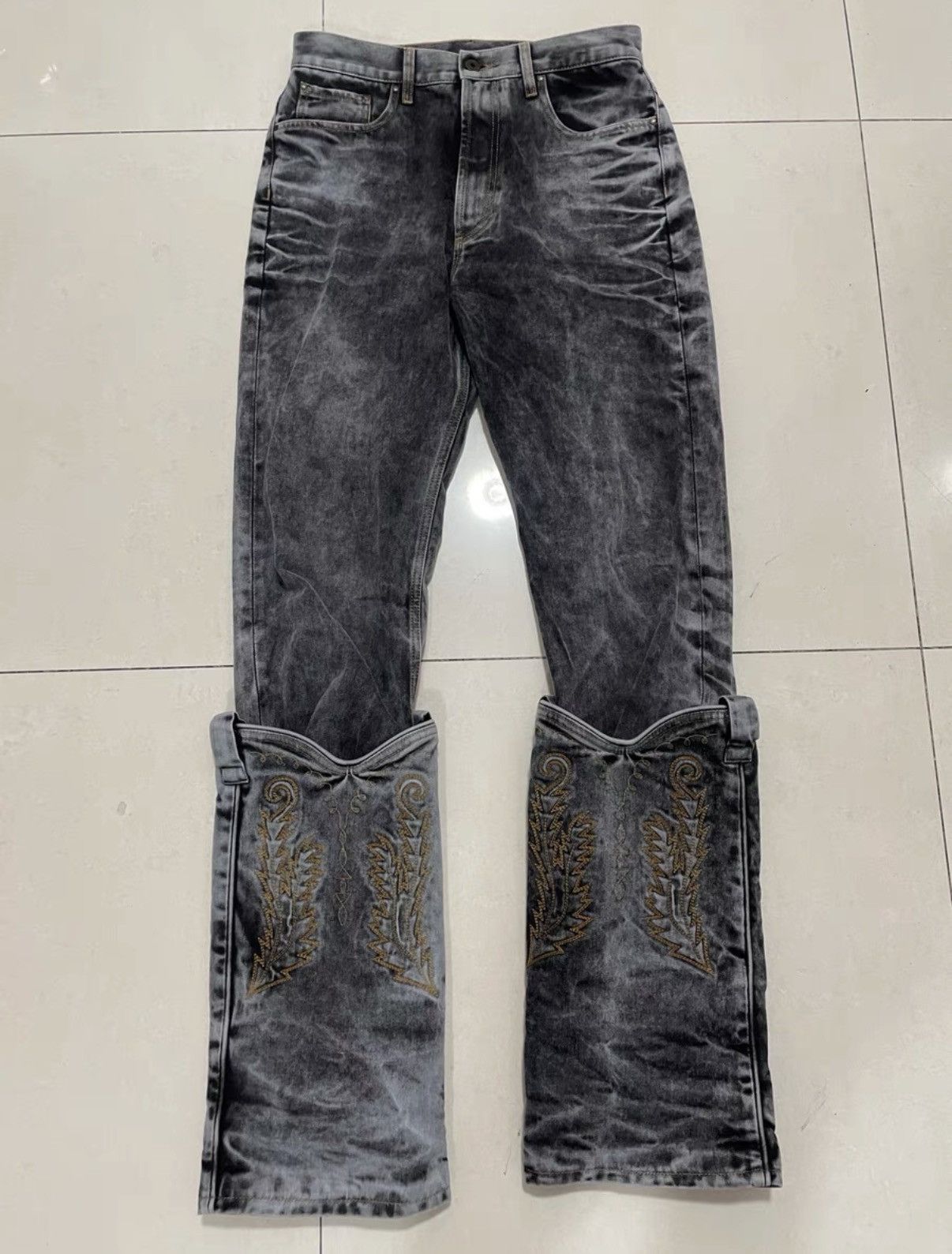 Y/Project Y/Project 21FW Washed Embroidered Straight-Leg Denim Size US 30 / EU 46 - 1 Thumbnail