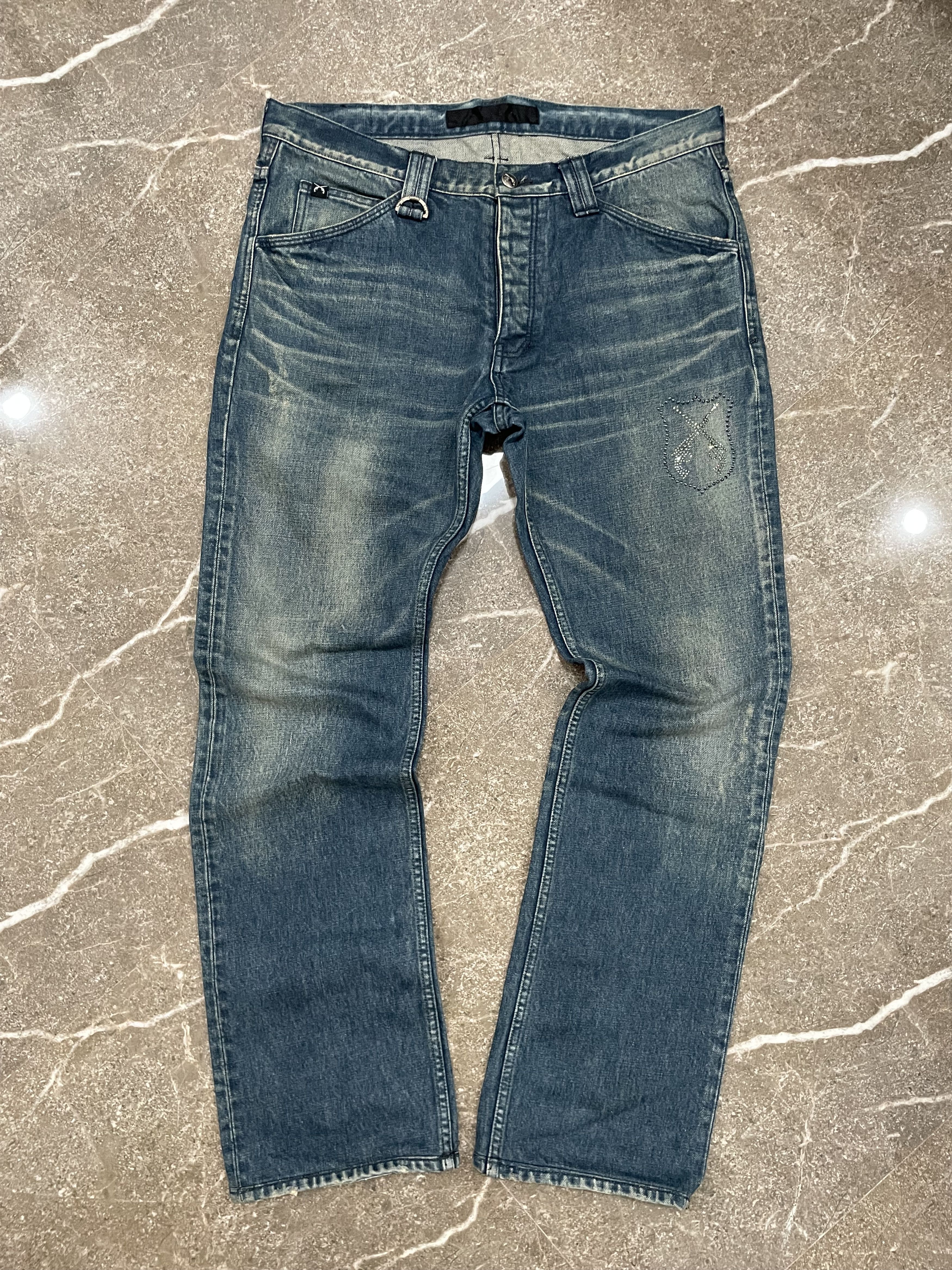 roarguns Roarguns Swarovski Shield Logo Denim Jeans Size US 33 - 1 Thumbnail