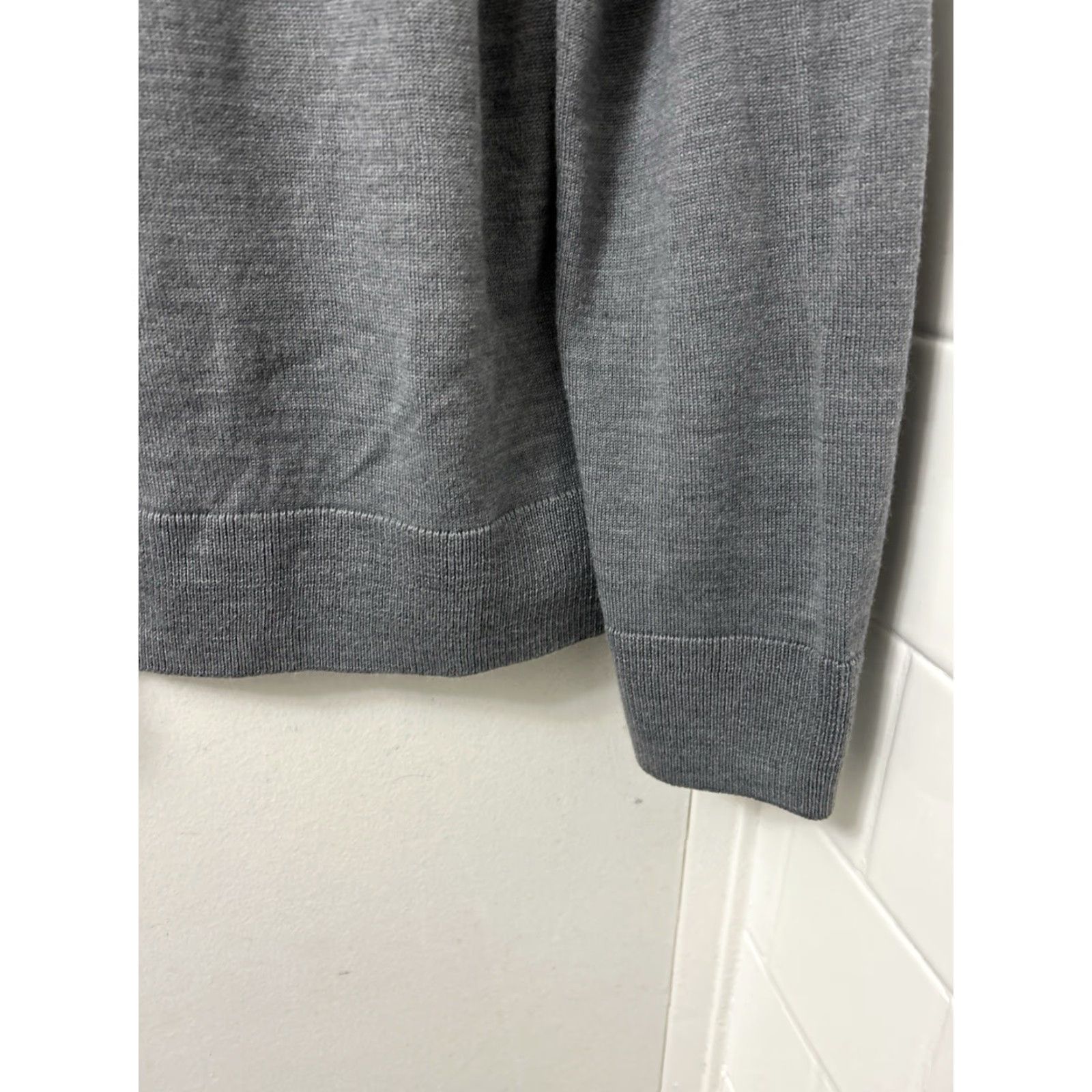 Vintage J Crew Sweater Mens Large Gray Merino Wool Blend 1/4 Zip Pullover Long Sleeve Size US L / EU 52-54 / 3 - 5 Thumbnail
