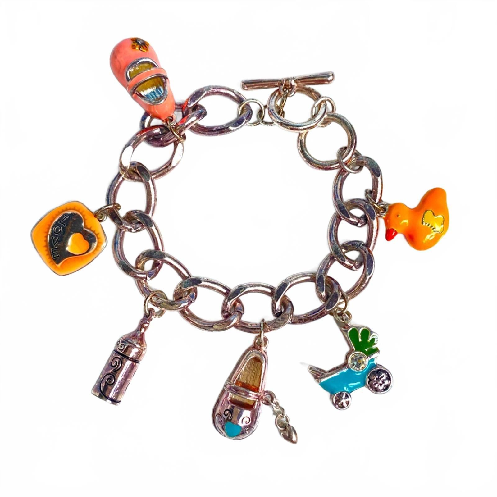 Brighton Vintage Brighton Charm Bracelet w/ Enamel Charms Size ONE SIZE - 6 Thumbnail