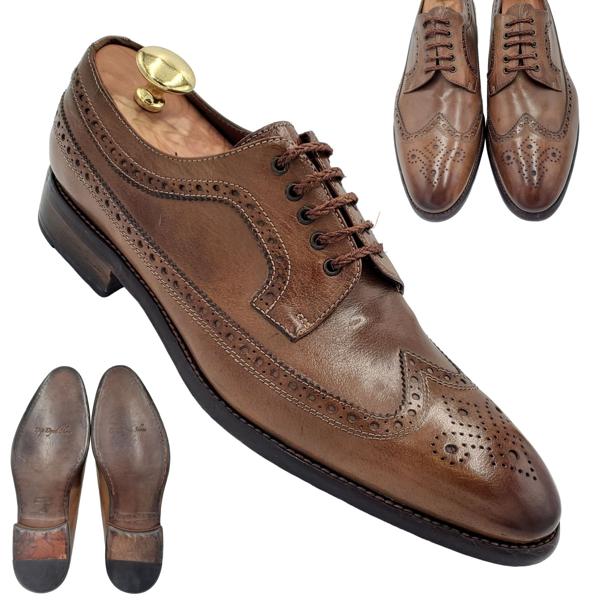 image of New Rossofiorentino Italy Men's 9 Taupe Brown Leather Dress Shoes