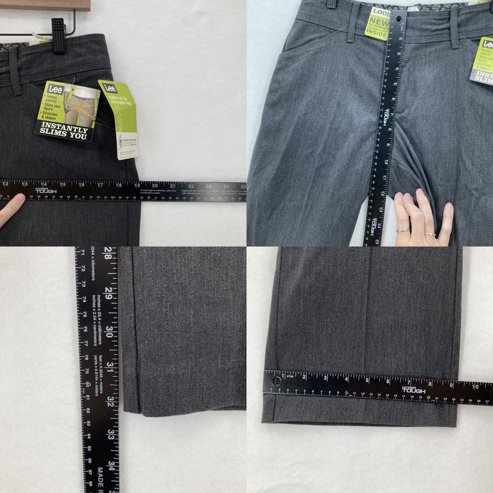 Lee Lee Pants Womens 8 Charcoal Gray Natural Fit Straight Leg Tummy Control Casual Dress Pants Slimming, Stretch, Shaping, Comfort for Workwear Size 30" / US 8 / IT 44 - 8 Thumbnail