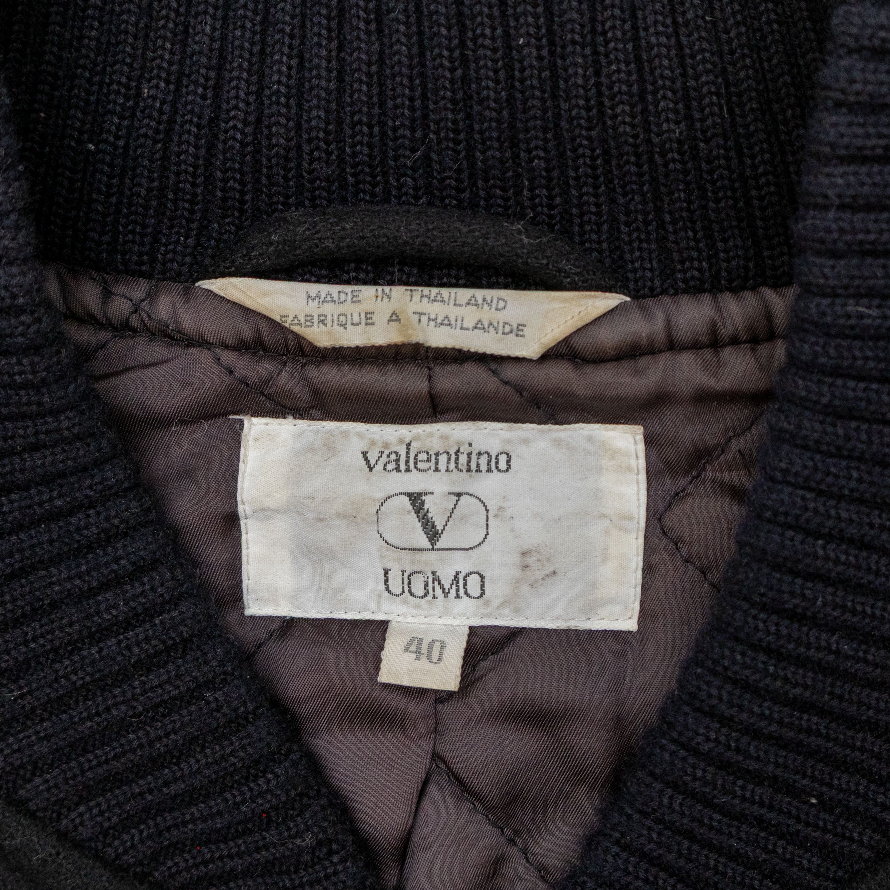 Valentino 80s Valentino Uomo Black Wool Blend Bomber Jacket Size US S / EU 44-46 / 1 - 5 Thumbnail
