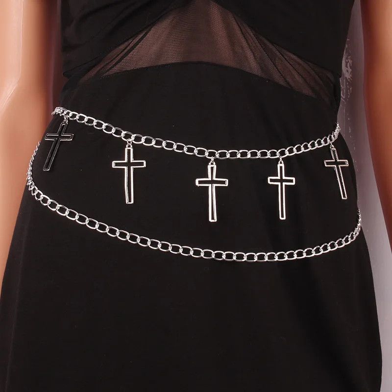 Jewelry Metal Cross Vintage Punk Goth Waist Chains Size ONE SIZE - 5 Thumbnail