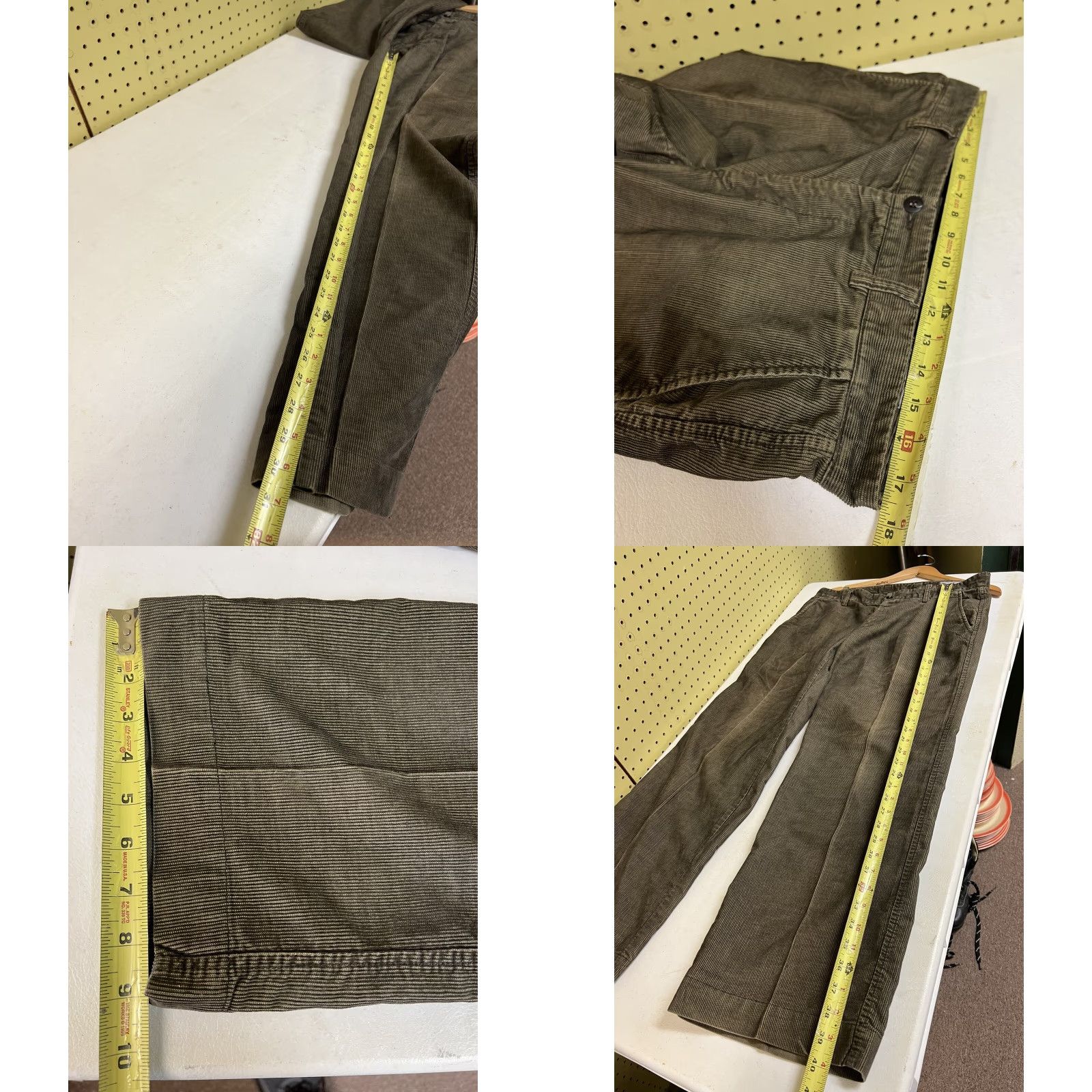 Mason's Mason's Jeans Pants Mens 35 x 31 Green Corduroy Casual Straight Leg Italy Made Chino 90s Mens Size US 35 - 8 Thumbnail
