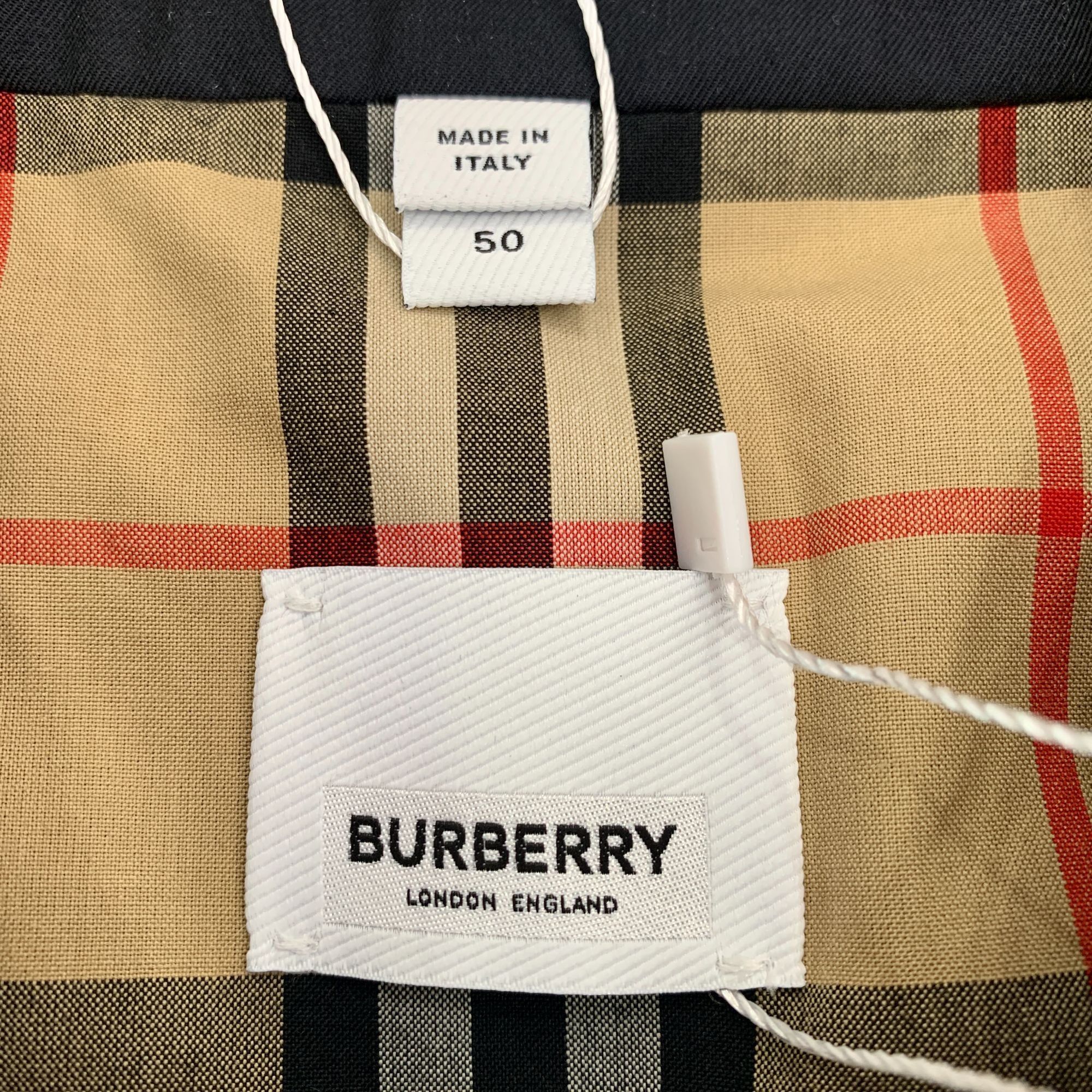 Burberry Burberry Mens Navy Blue Cotton Double-Breasted Belted Trench Size US M / EU 48-50 / 2 - 2 Thumbnail