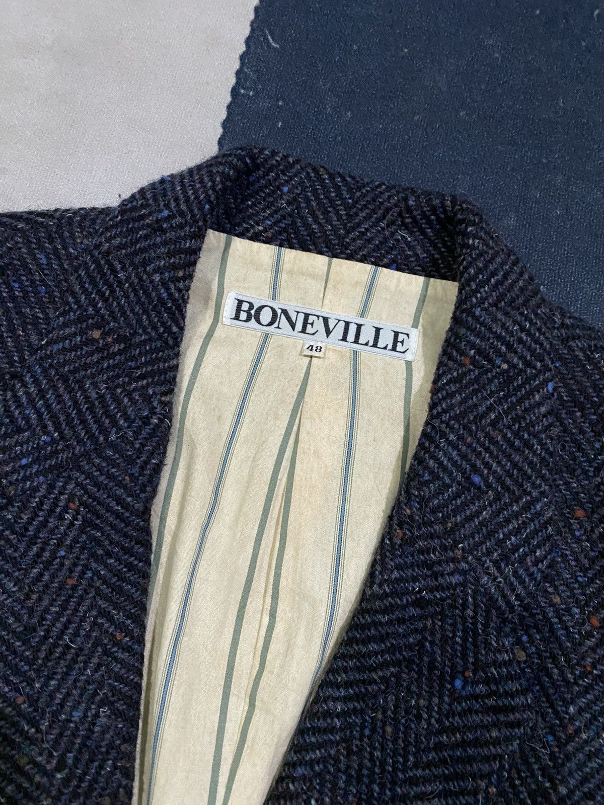 Boneville Vintage 80s Boneville Neppy Herringbone Tweed Jacket Size US M / EU 48-50 / 2 - 3 Thumbnail