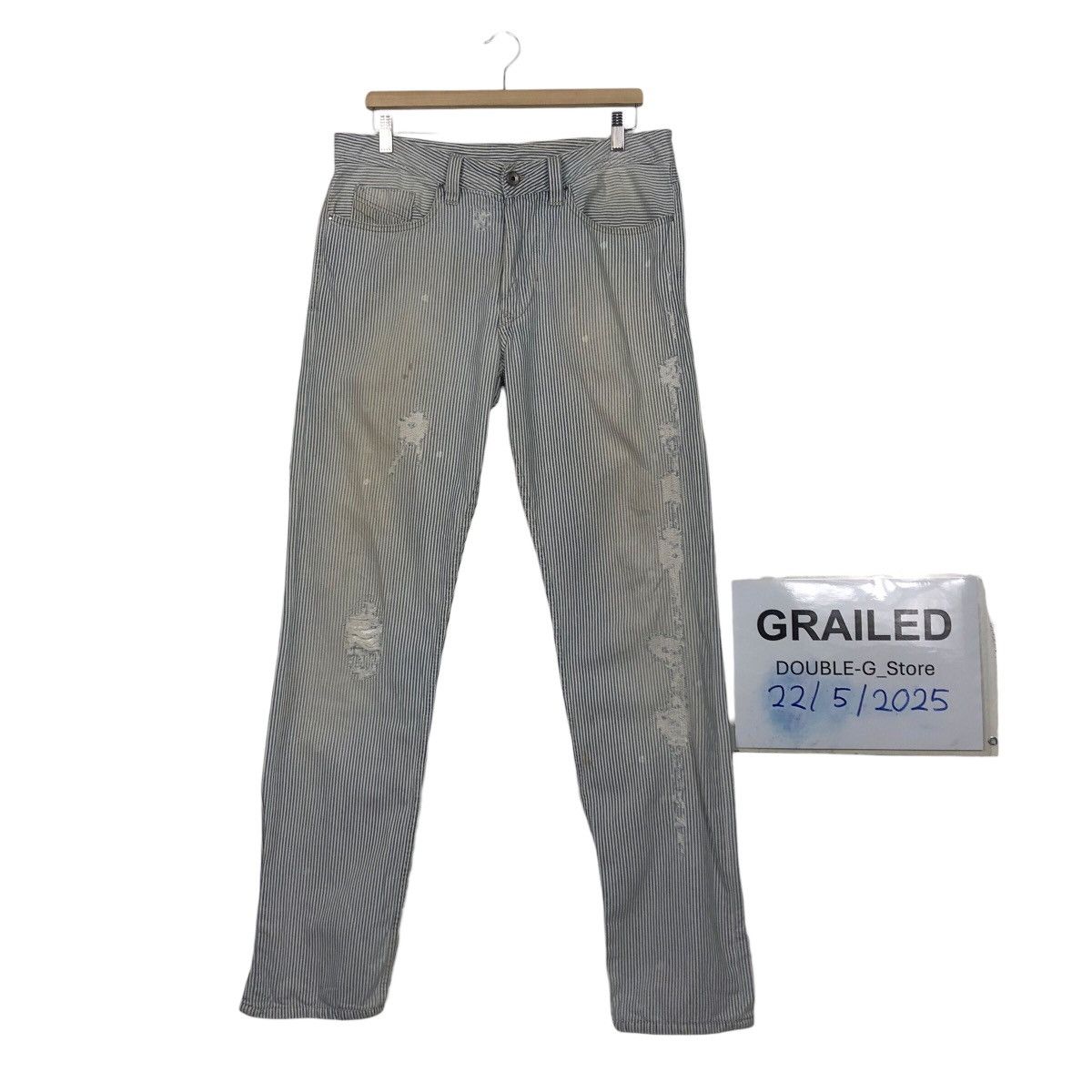 Diesel Black Gold Diesel Black Gold Vintage-Worn Railroad Stripe Denim Size 34" / US 12 / IT 48 - 1 Thumbnail