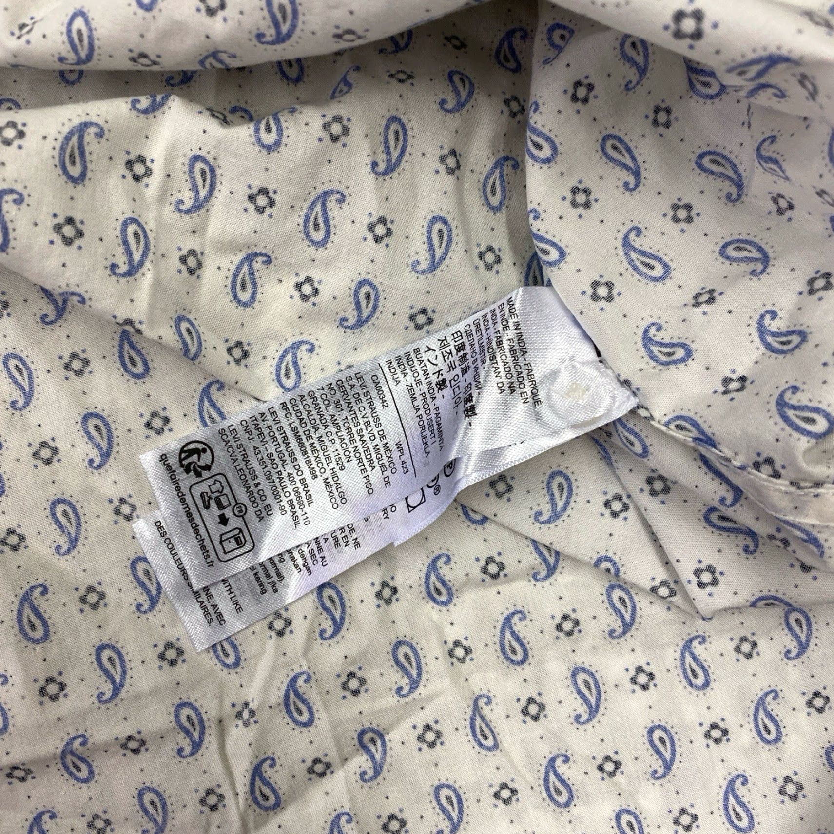 Levi's Levi’s Shirt Mens Xl White Blue Paisley Pearl Snap Western All Over Print NWT Size US XL / EU 56 / 4 - 5 Thumbnail