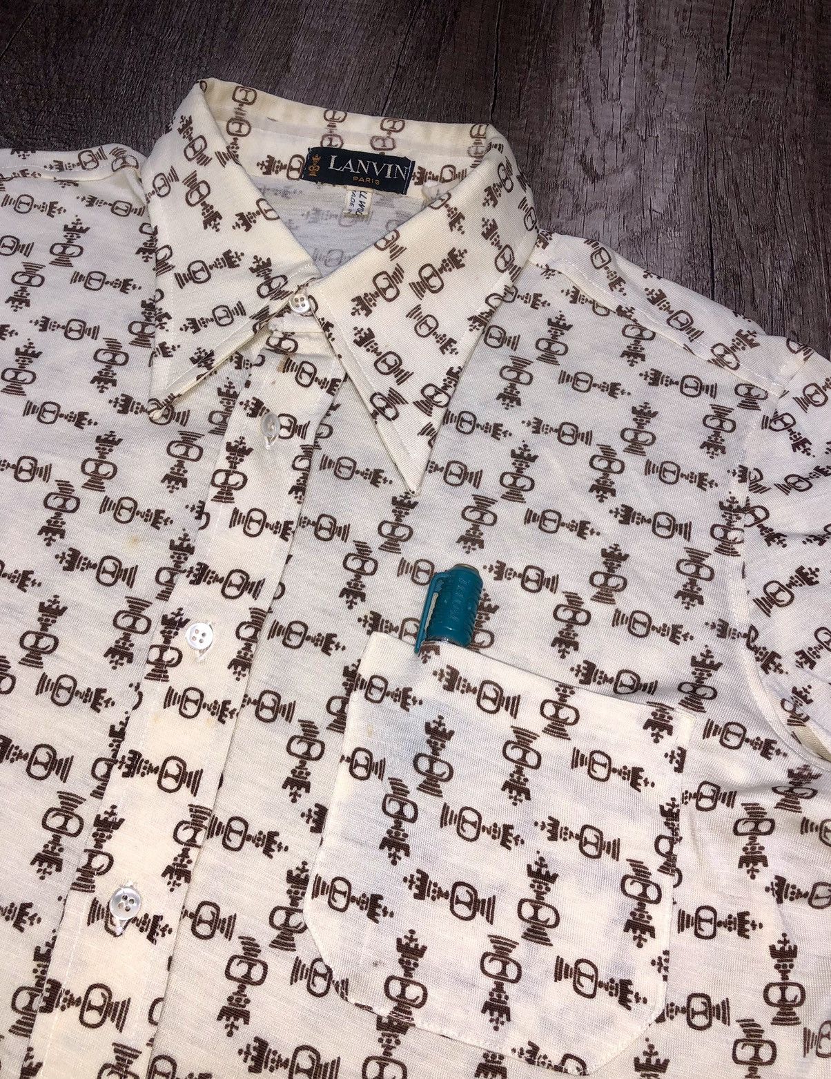 Designer × Lanvin × Vintage Vintage Lanvin Paris Monogram Button Up Long Sleeve Shirt Size US S / EU 44-46 / 1 - 18 Thumbnail