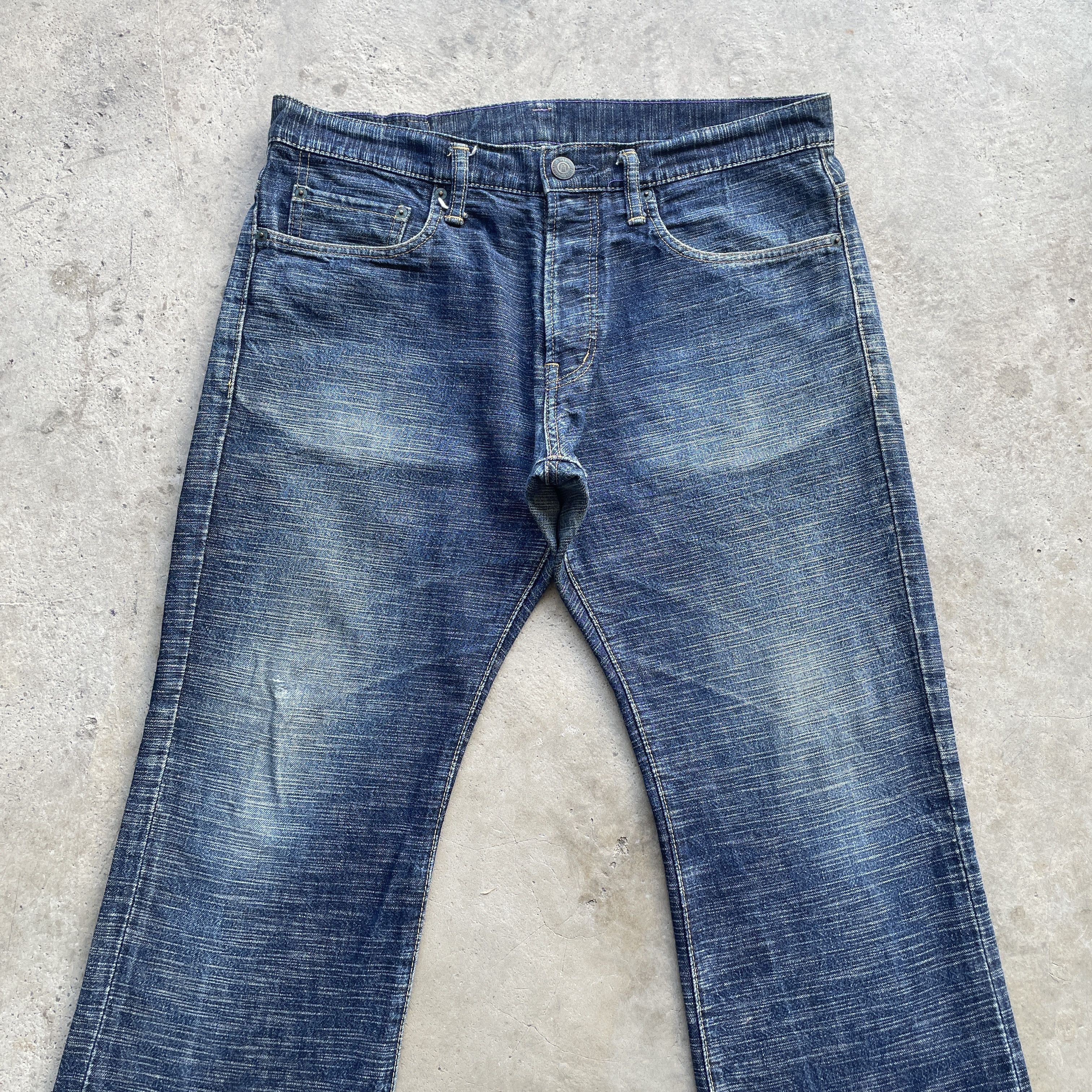 Japanese Brand W35x28.5 Vintage Japanese Denim Faded Button Fly Jeans Pants Size US 35 - 4 Thumbnail